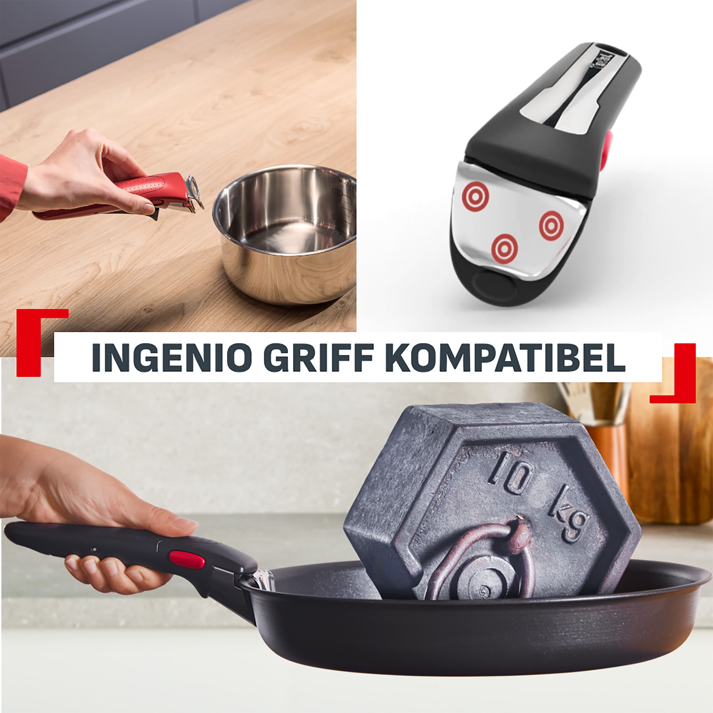 Tefal Bratpfanne »Ingenio Excellence Fusion« Aluminium 1 tlg. abnehmbarer Ingenio-Griff, Thermo-Signal, stapelbar, Induktion