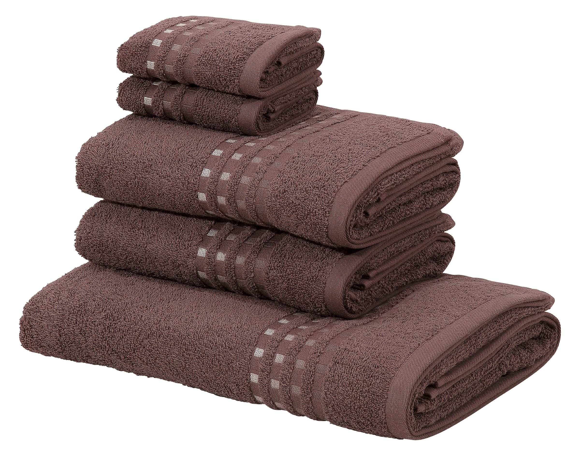 Home affaire Handtuch Set »Kelly«, Set, 5 tlg., Walkfrottee, mit  Farbverlauf in Bordüre, Handtuchset aus 100 % Baumwolle