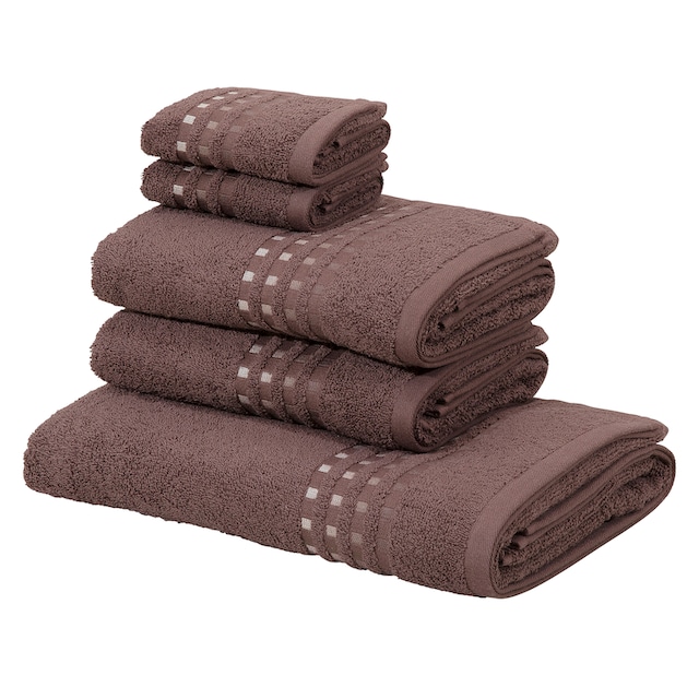 Home affaire Handtuch Set »Kelly«, Set, 5 tlg., Walkfrottee, mit  Farbverlauf in Bordüre, Handtuchset aus 100 % Baumwolle