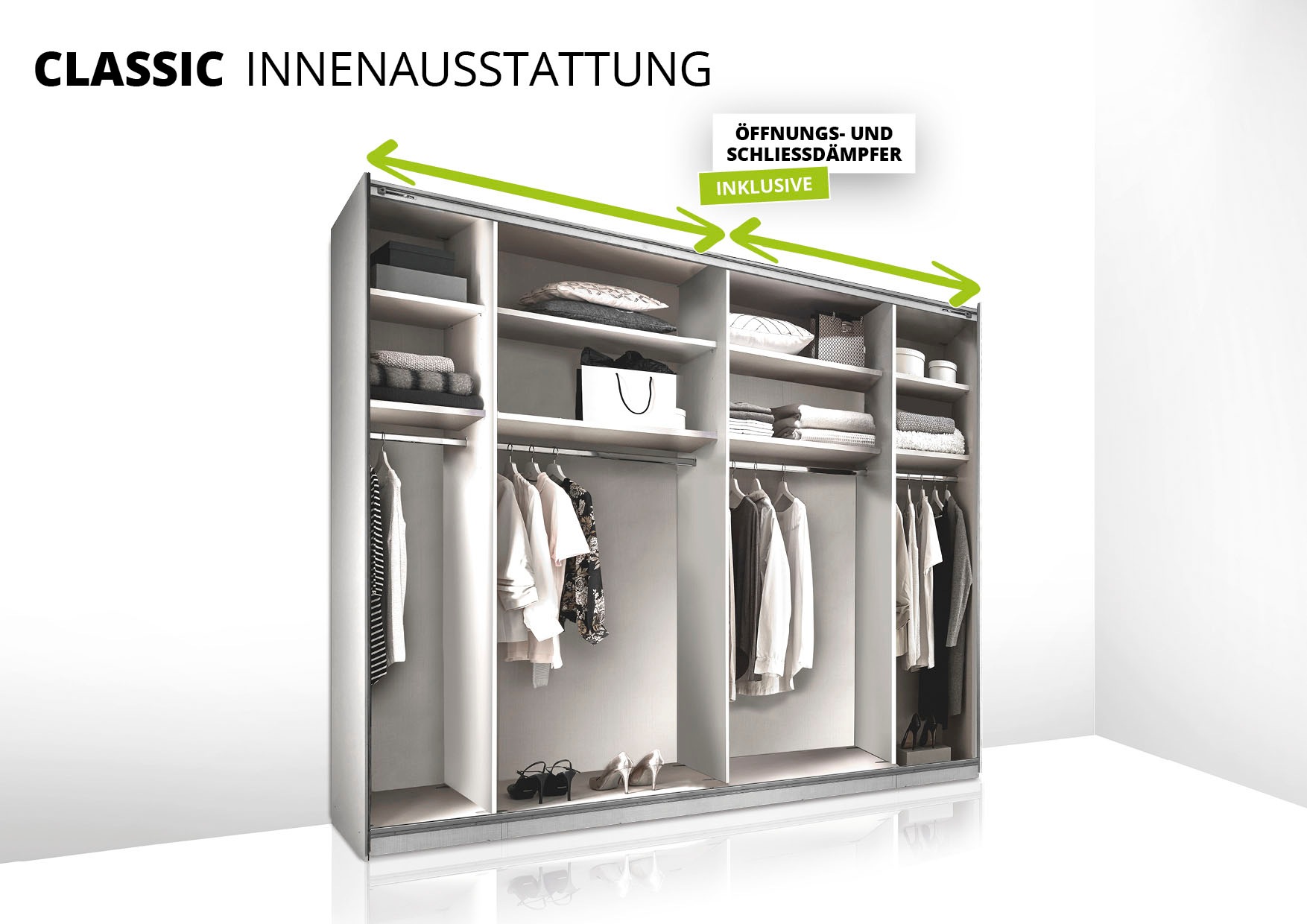 STAUD Schwebetürenschrank »Sonett 321C, Made in Germany«, mit vier verschiedenen Ausstattungsvarianten