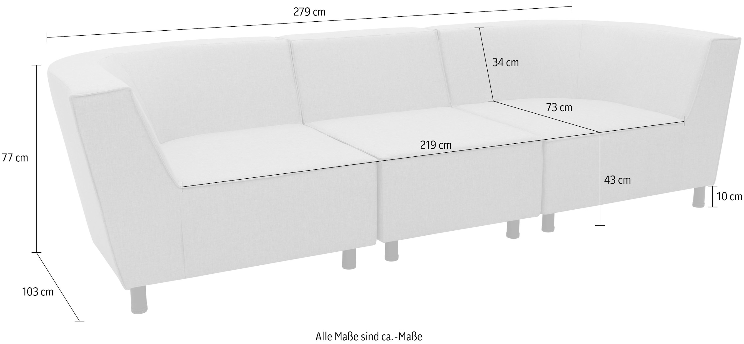 DOMO collection 3-Sitzer »Sonna, individuell zusammenstellbar«, Gartenlounge-Set oder Einzelelemente, Outdoor