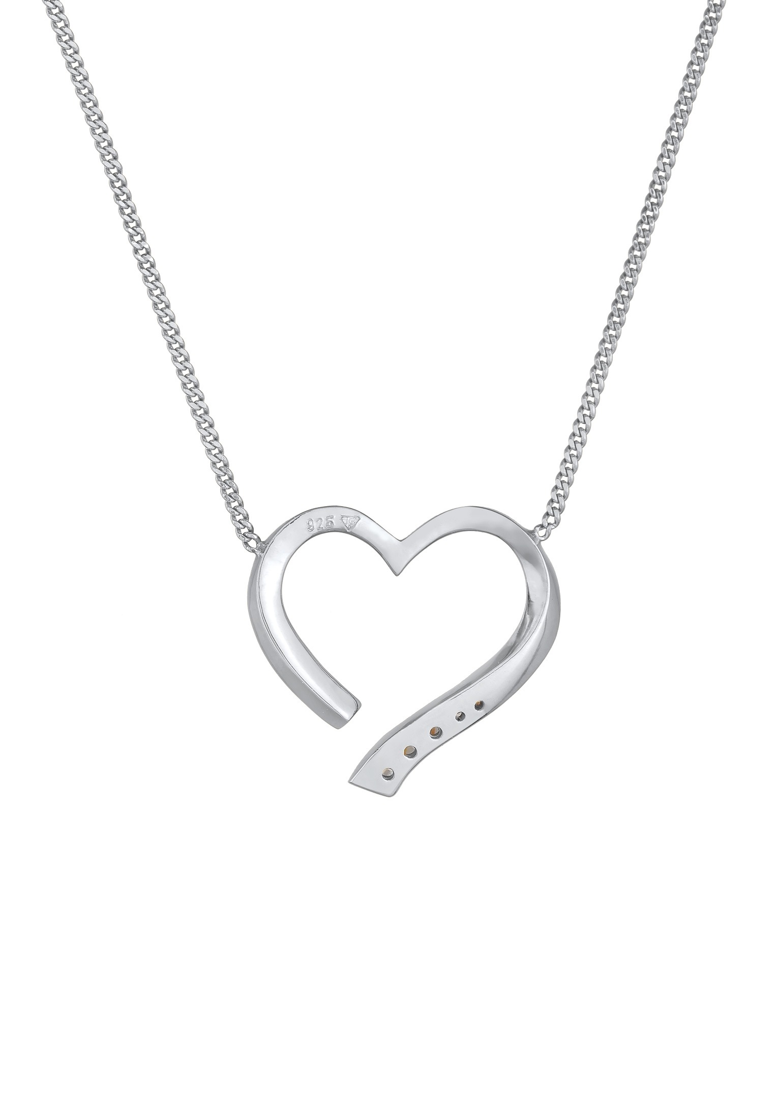 Elli DIAMONDS Silberkette »Halskette Herz Liebe Diamant (0.055 ct.) 925 Silber«
