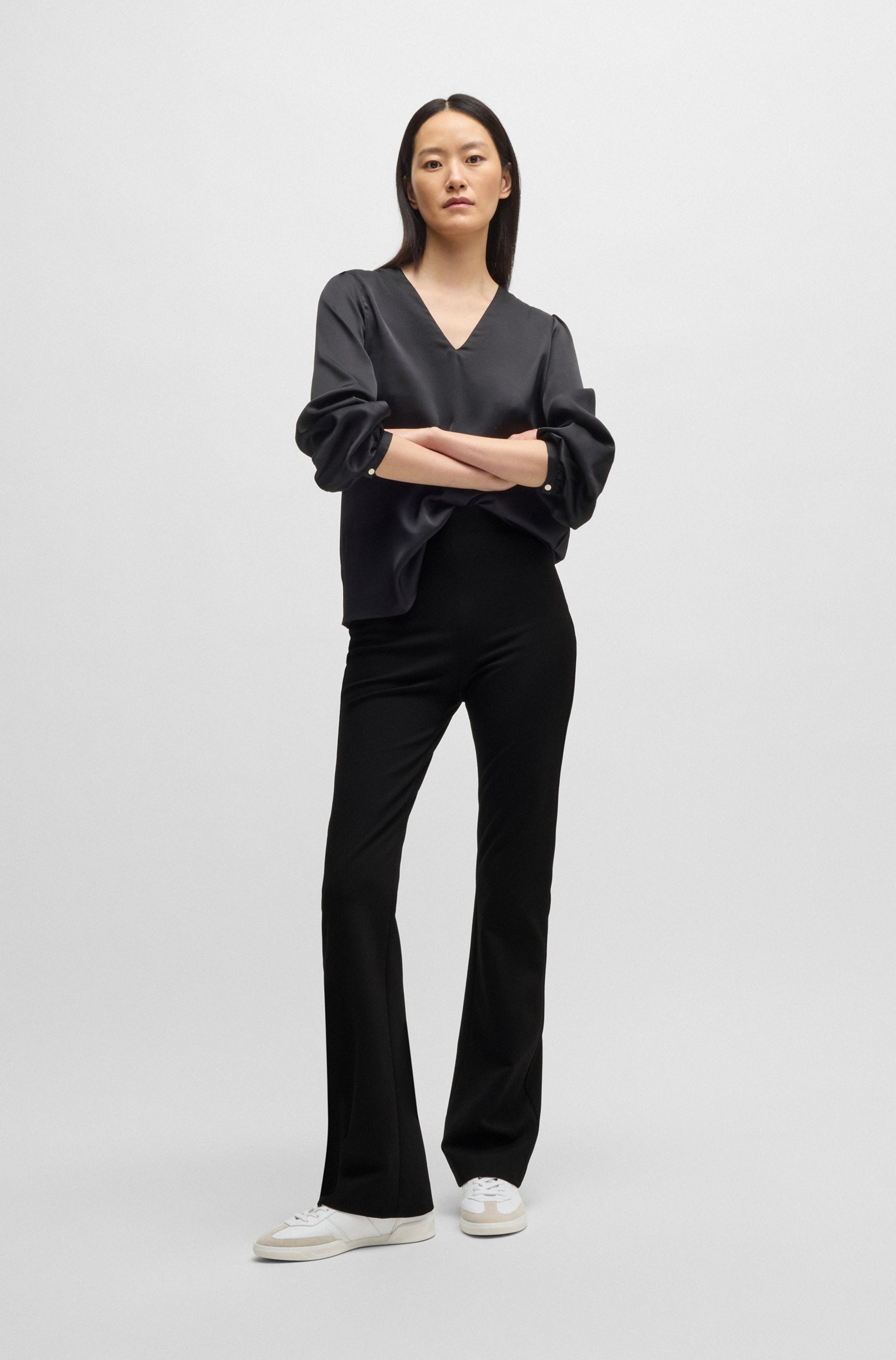 BOSS ORANGE Webhose »Taboot Premium Damenmode«, mit seitlichem Reißverschluss, flared Form, Milano Qualität Loungewear