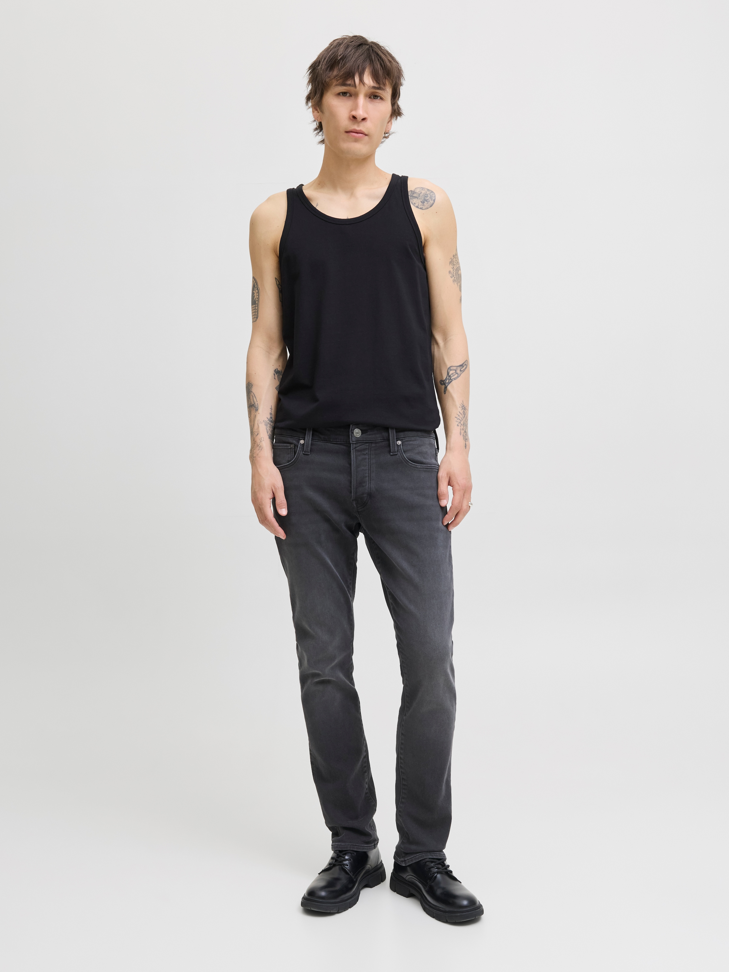 Jack & Jones Tapered-fit-Jeans »JJIMIKE mit Stretch, Used-Look und bequemer Passform«, mit Abriebeffekten