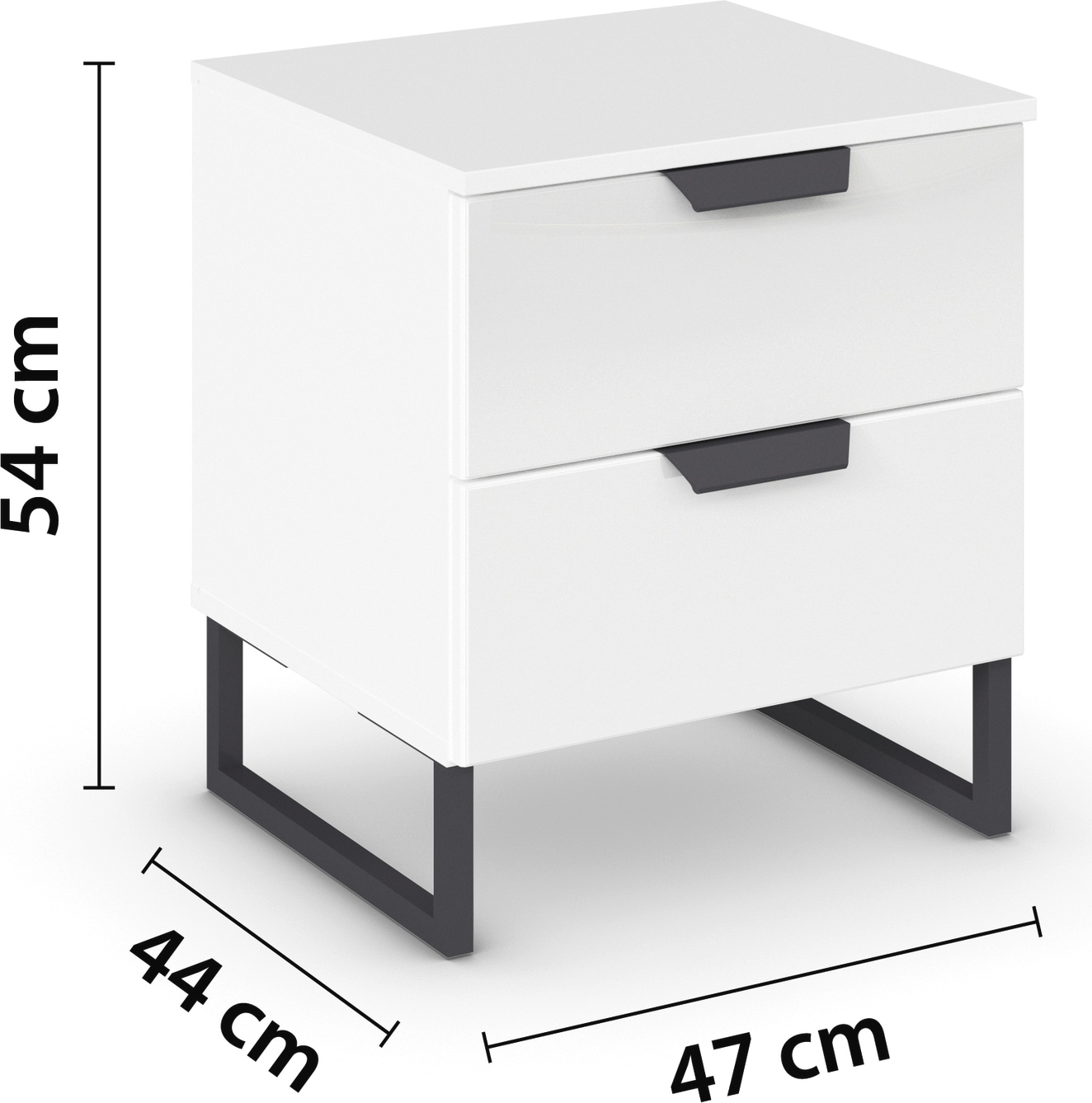 rauch Nachtkommode »Modern by Aditio«, mit Glasfront und Kufenfuß, 2 Schubladen mit Softclose-Funktion