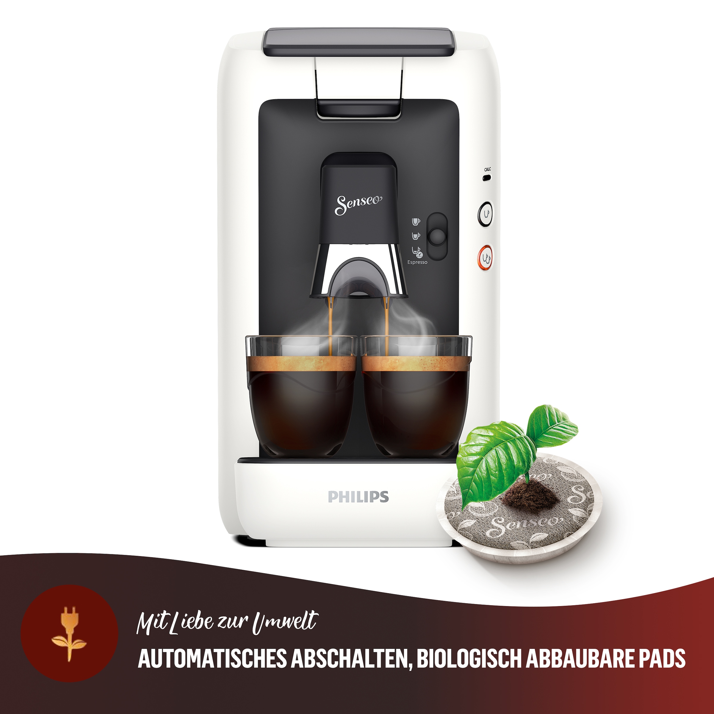 Philips Senseo Kaffeepadmaschine »Maestro CSA260/10, mit drei Kaffee-Einstellungen«, aus 80% rec. Plastik, Memo-Funktion, inkl. Gratis-Zugabe, Wert 14€ UVP