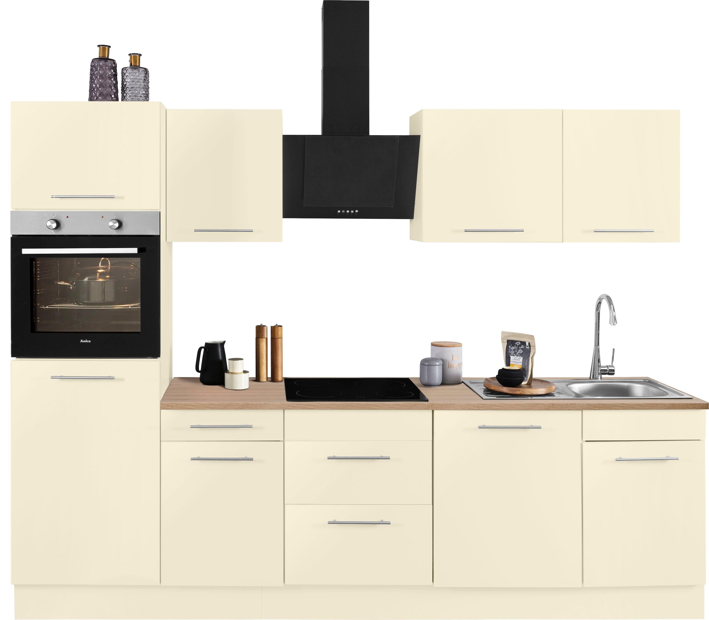 wiho Küchen Küchenzeile »Ela«, Breite 280 cm, Soft-Close-Funktion,  höhenverstellbare Füße auf Raten bestellen | Küchenzeilen mit Geräten