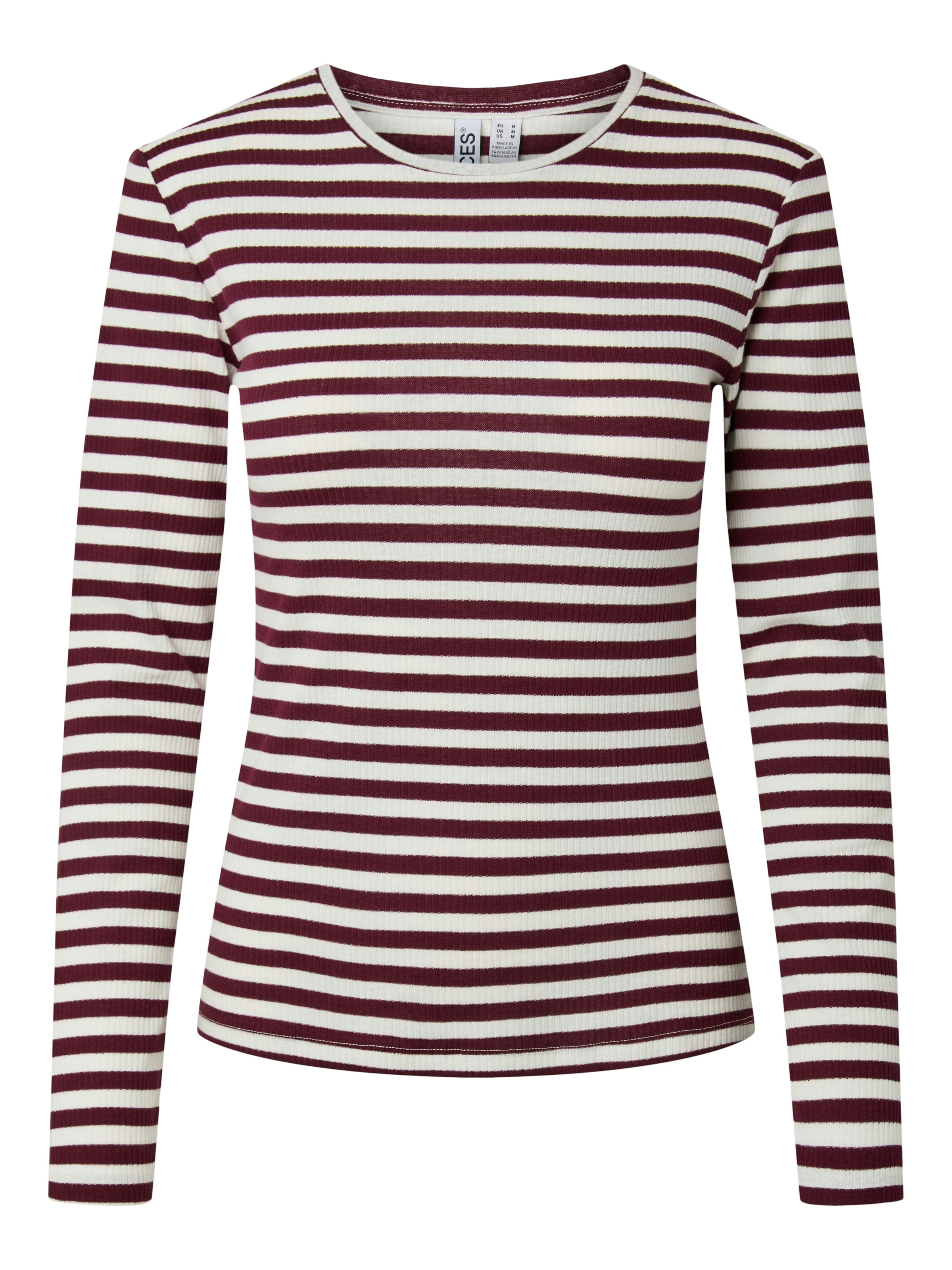pieces Langarmshirt »PCRUKA LS TOP NOOS BC« Baumwollmischung, slim fit