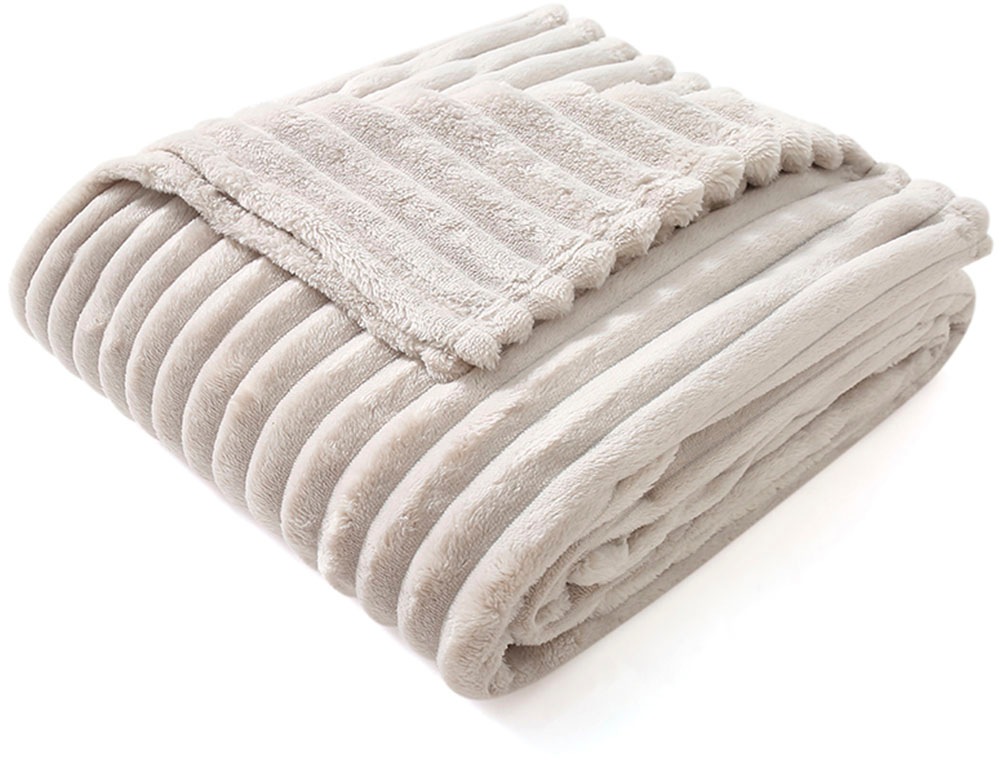 OTTO home, Wohndecke »Millara« Kuscheldecke in Cord-Optik, 150x200 cm, Wohndecke, Sofadecke, Wollweiß, Polyester, B/L: 150 cm x 200 cm, Wollweiß