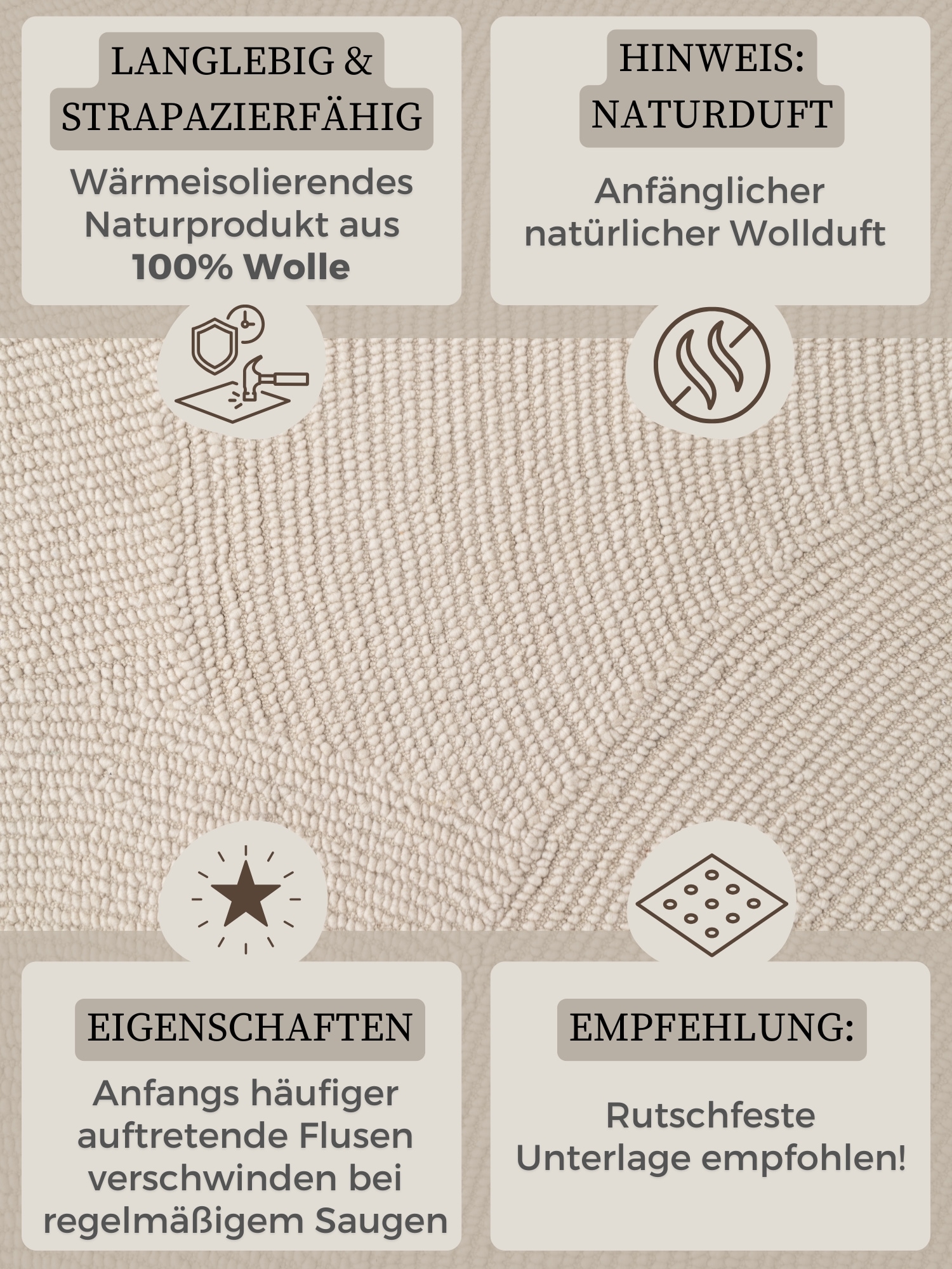 HANSE Home Wollteppich »Eleni«, rechteckig, 18 mm Höhe, Handgetuftet, Wolle, Natur, Wohnzimmer, Schlafzimmer, Skandi, Hygge