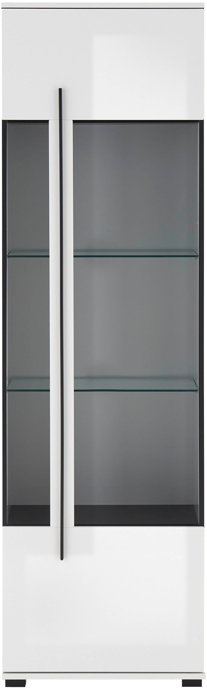 INOSIGN Vitrine »Cantara, Vitrinenschrank in Eiche Evoke oder weiß, Standvitrine«, schwarzer Stangengriff, ausreichend Stauraum, vielseitig einsetzbar