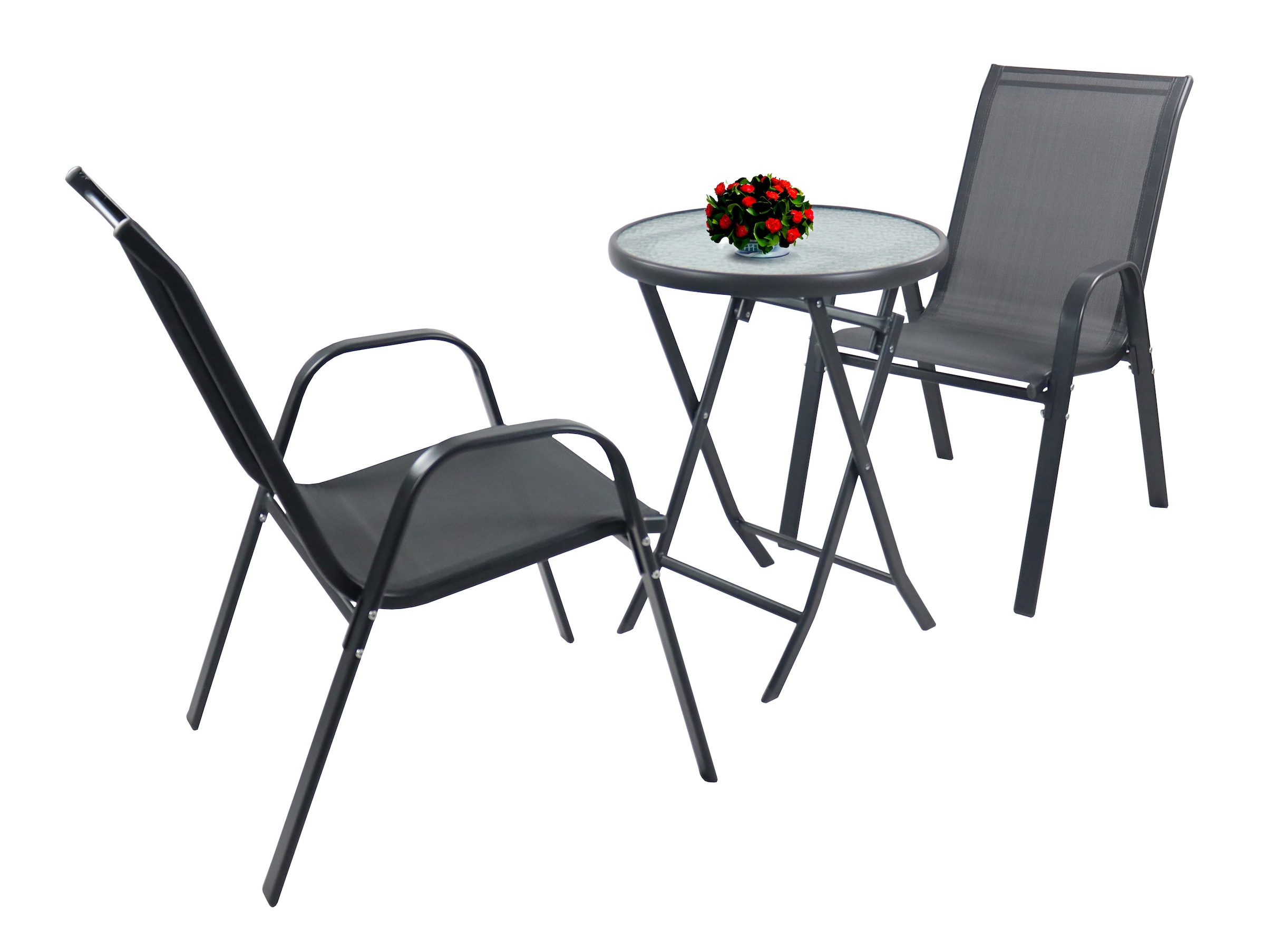VCM Garten-Essgruppe »3tlg Balkonset Gartenmöbel Stapelstühle Set Sonlas« 3 tlg.