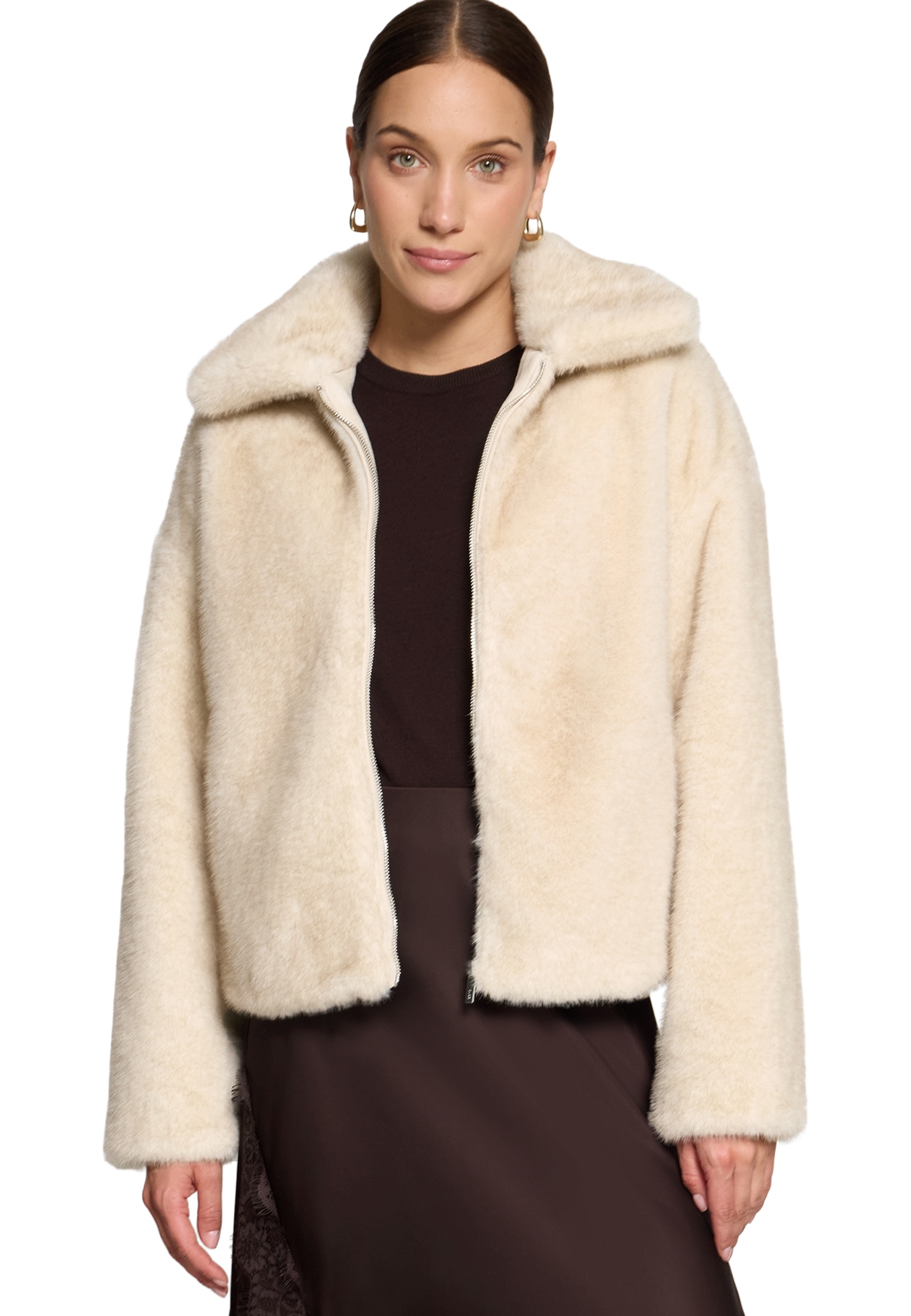 Zero Plüschjacke »Plüschjacke mit Reißverschluss«