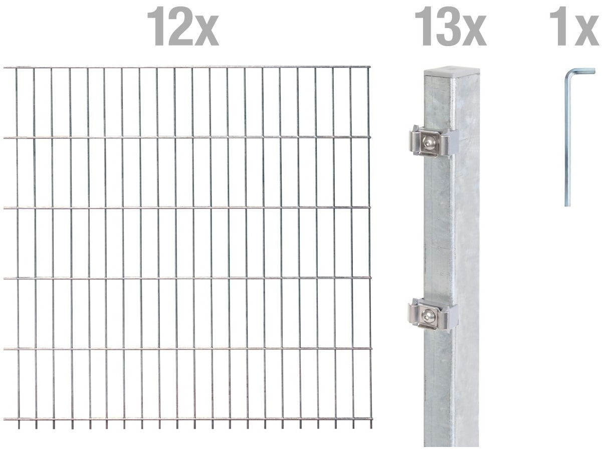 Alberts Doppelstabmattenzaun, (Set), feuerverzinkt, 140 cm hoch, 12 Matten für 24 m,... kaufen