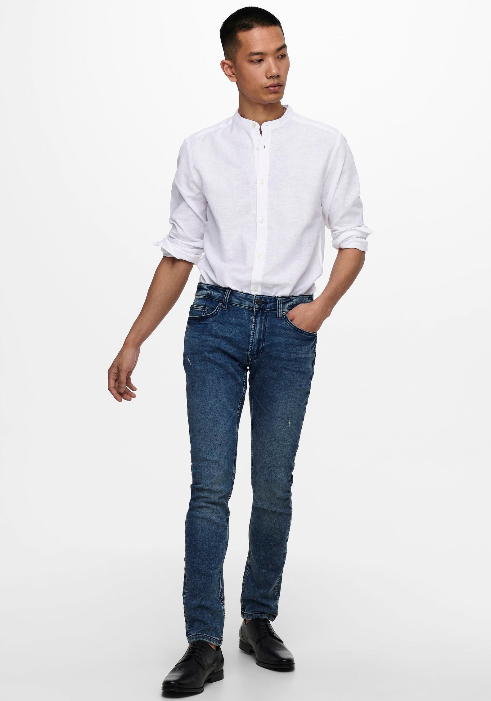 ONLY & SONS Langarmhemd »ONSCAIDEN LS SOLID LINEN MAO SHIRT NOOS«