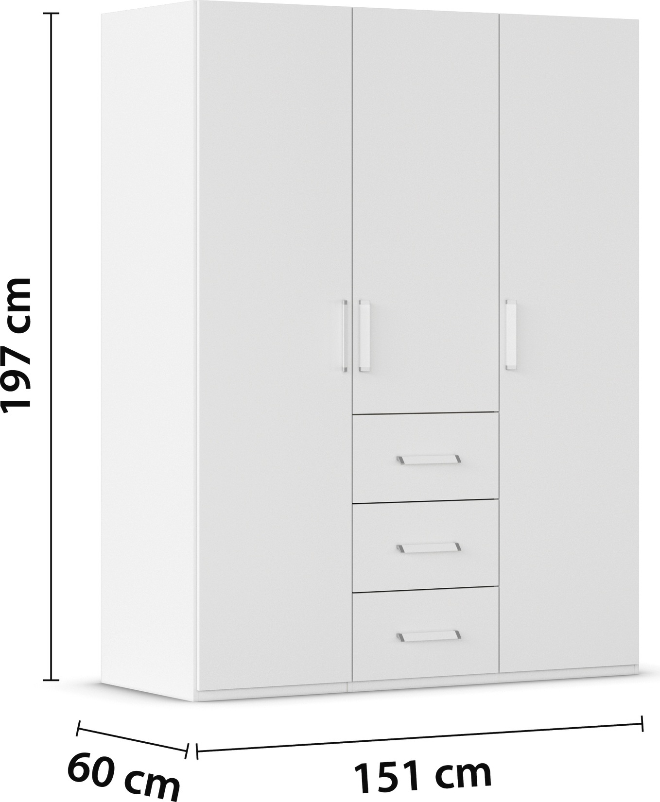 rauch Drehtürenschrank »Kleiderschrank Schrank Garderobe Schlafzimmerschrank EVELYN« in 2 Höhen 197 oder 210 cm erhältlich, inkl. SOFT-CLOSE-FUNKTION,  in elegantem Stil mit Schubladen 3 Breiten und 2 Höhen MADE IN GERMANY