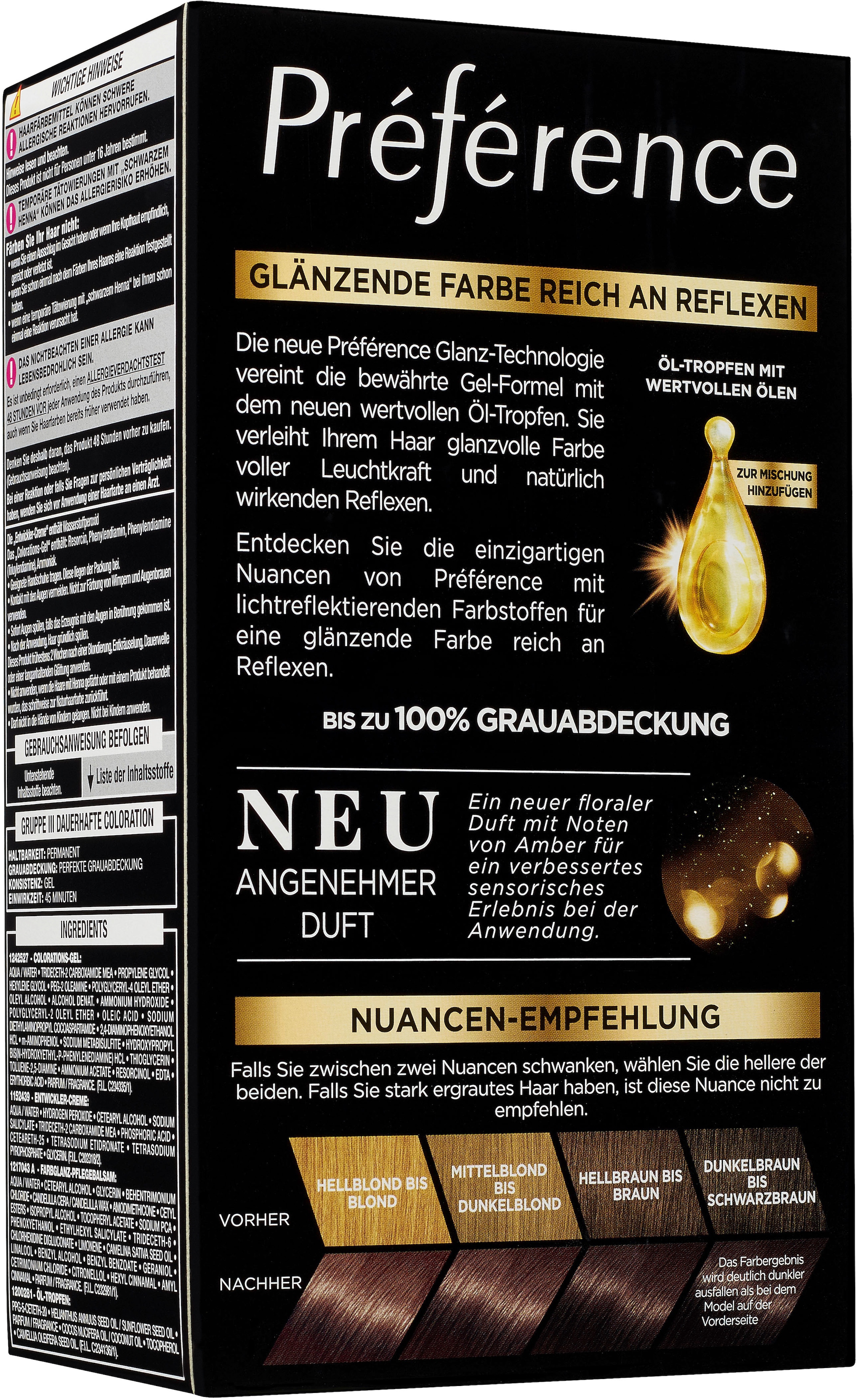 L'ORÉAL PARIS Coloration »Préférence«, (Packung, 3 tlg.), mit pflegender Formel