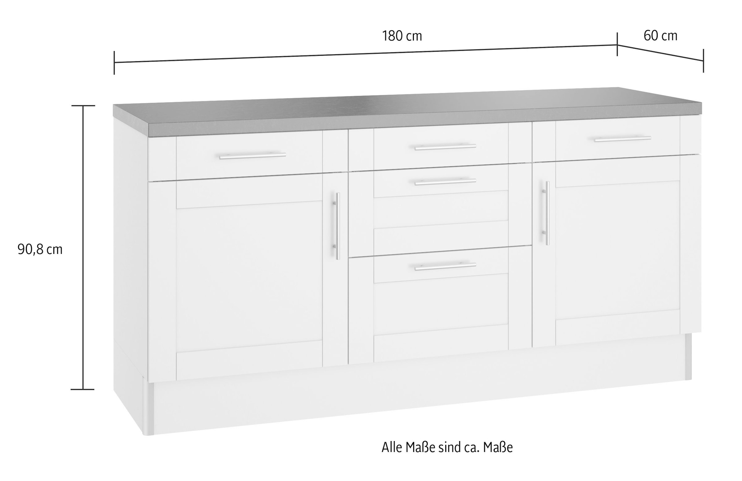 OPTIFIT Küche »Ahus«, 180 cm breit, ohne E-Geräte, Soft Close Funktion, MDF  Fronten bequem kaufen | Unterschränke