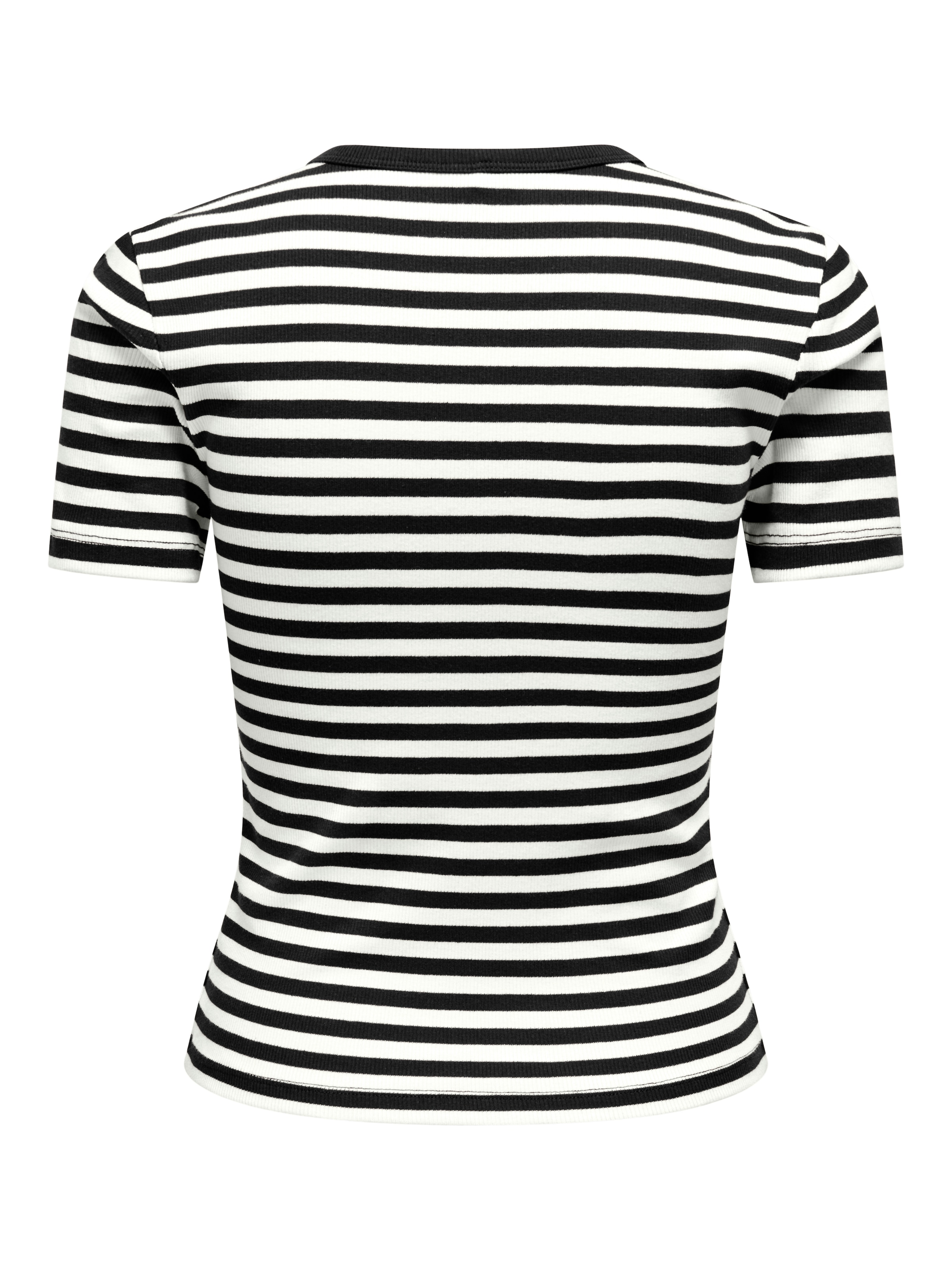 ONLY Kurzarmshirt »ONLVAL S/S O-NECK STRIPE TOP JRS« Baumwollmischung, regular fit, kleine Herz Stickerei
