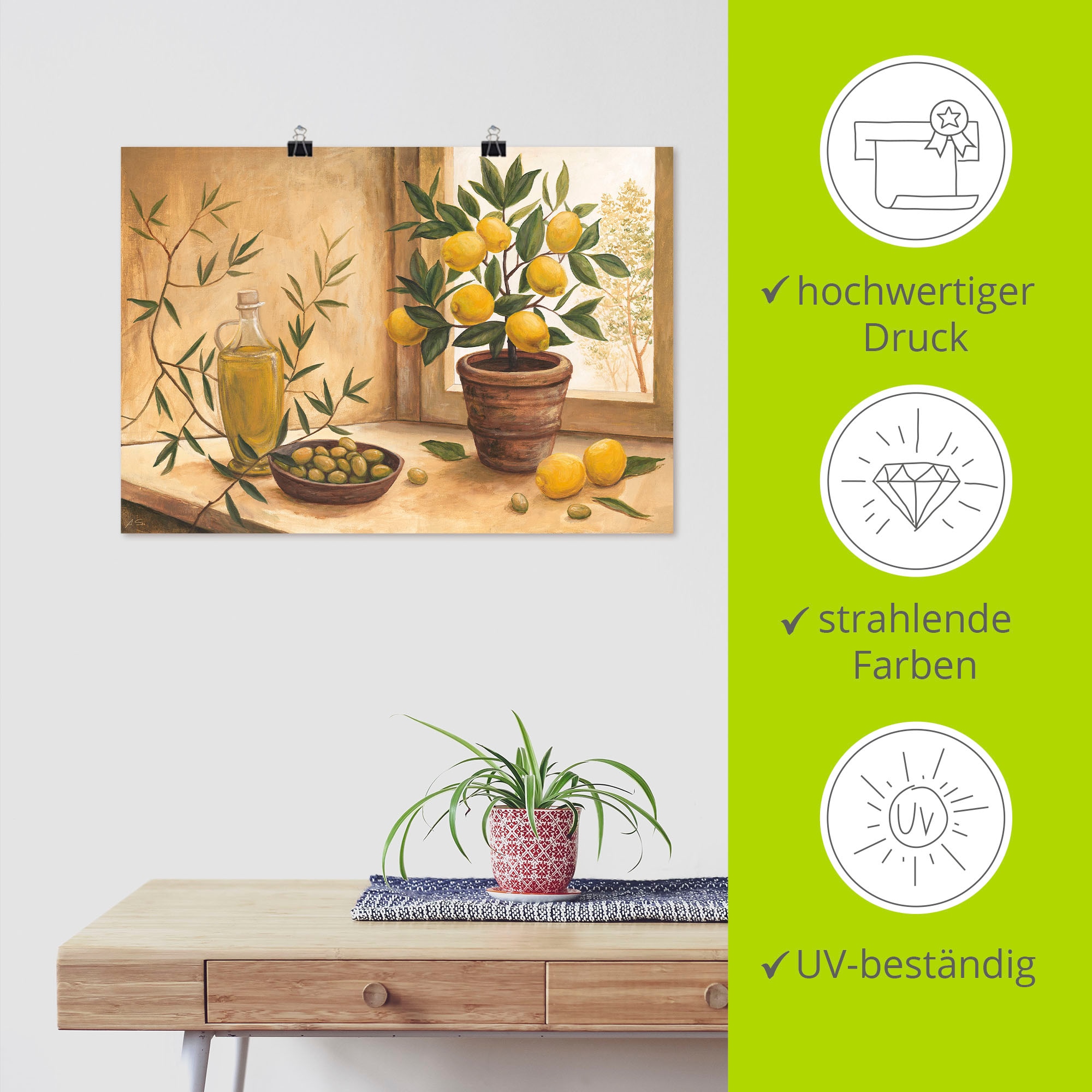 Artland Wandbild »Oliven und Zitronen«, Arrangements, (1 St.), als Alubild, Outdoorbild, Leinwandbild, Poster, Wandaufkleber