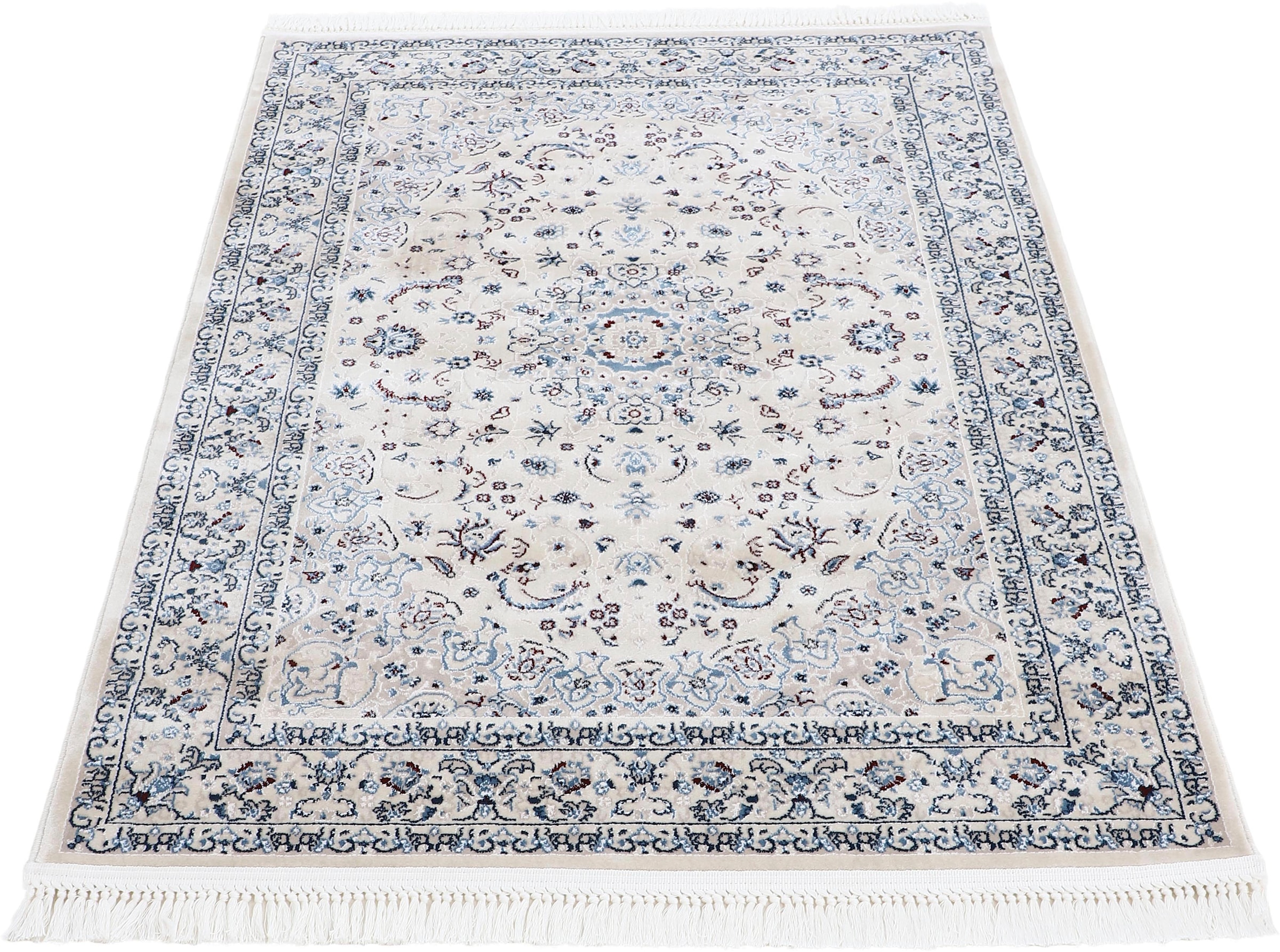 carpetfine Teppich »Nain Diane,  auch als Läufer«, rechteckig, 8 mm Höhe, Kurzflor mit Fransen, Vintage Orient Look, Wohnzimmer