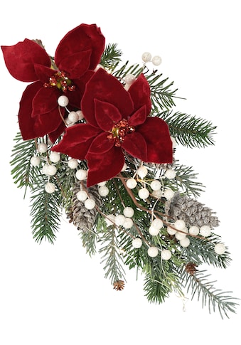 Winterliche Kunstpflanze »Gesteck, Poinsettia mit LED Beleuchtung, Weihnachtsdeko,«