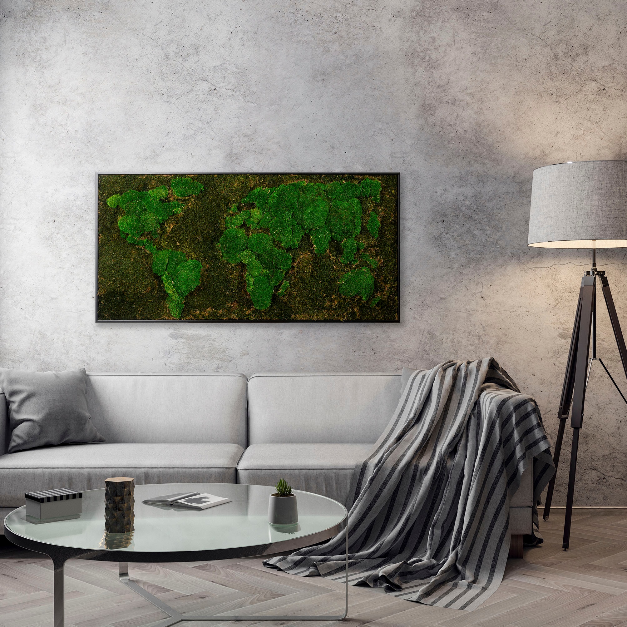 Bönninghoff Bild mit Rahmen »Moos«, Weltkarte, (1 St.), jedes Bild ein  Unikat, BxH: 120x60 cm bequem bestellen