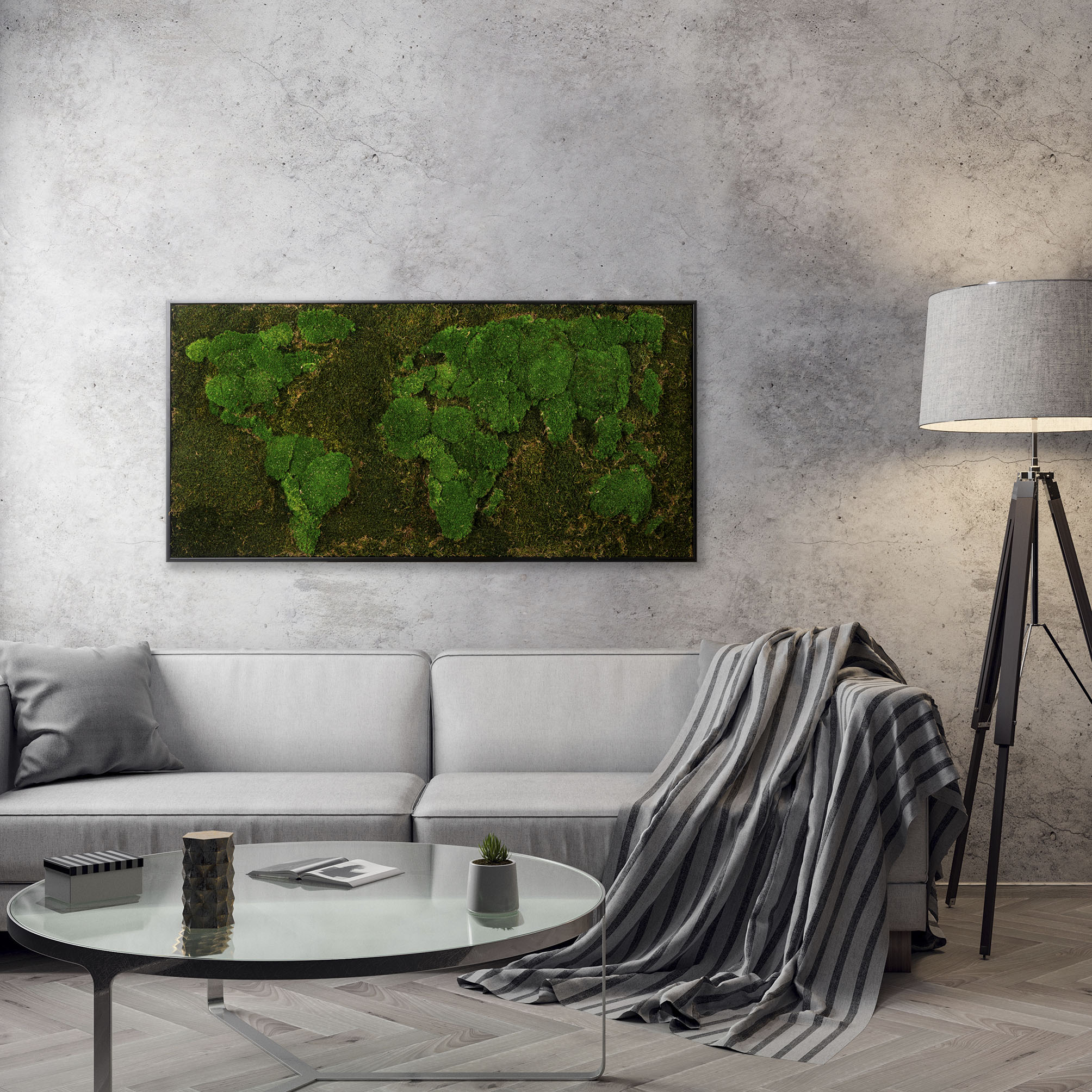 Bönninghoff Bild mit Rahmen »Moos«, Weltkarte, (1 St.), jedes Bild ein  Unikat, BxH: 120x60 cm auf Rechnung kaufen