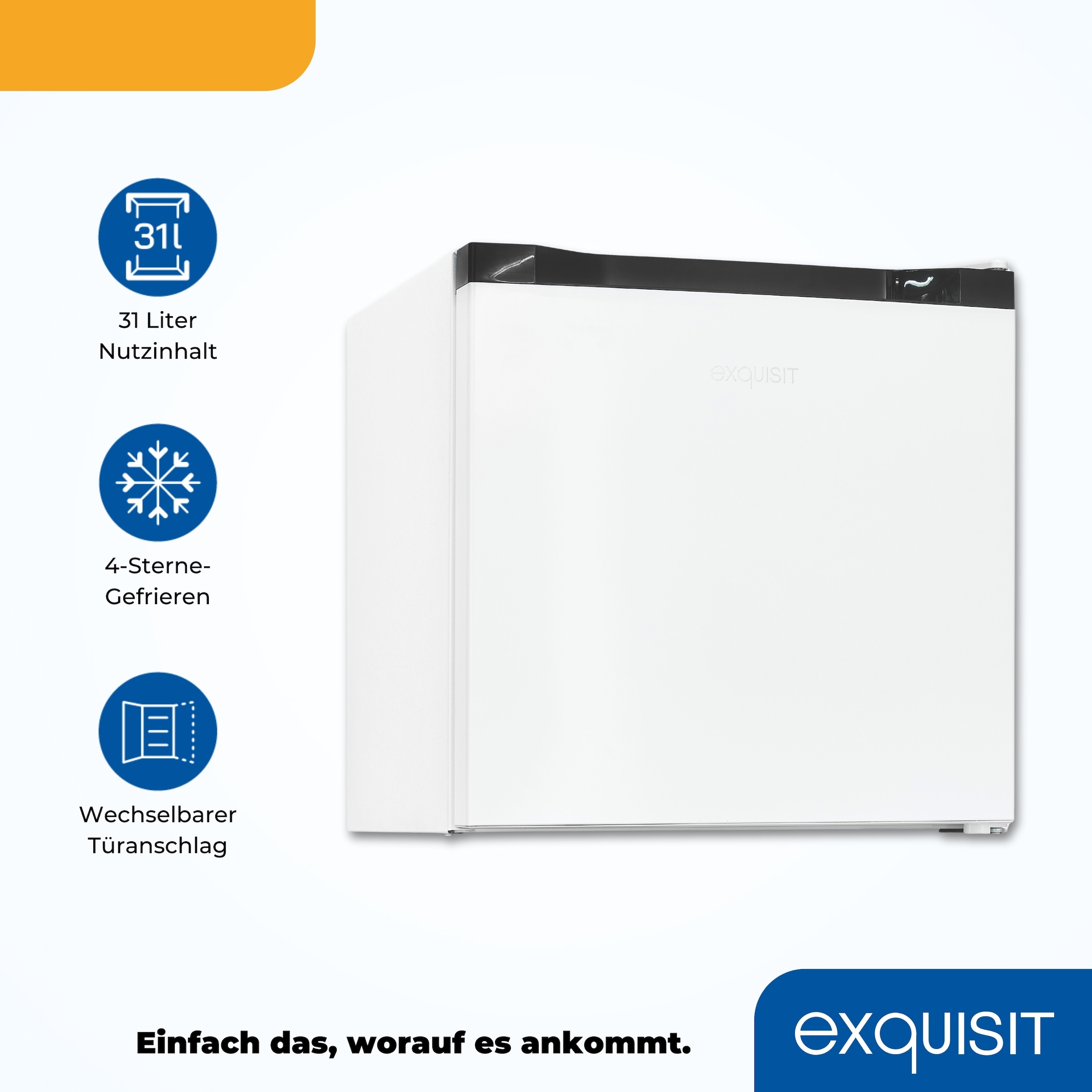 exquisit Gefrierschrank »GB40-050C weiss« 49,5 cm hoch 47,5 cm breit Kompakt & leise |Thermostat für Temperaturwahl | 4 Sterne Gefrieren