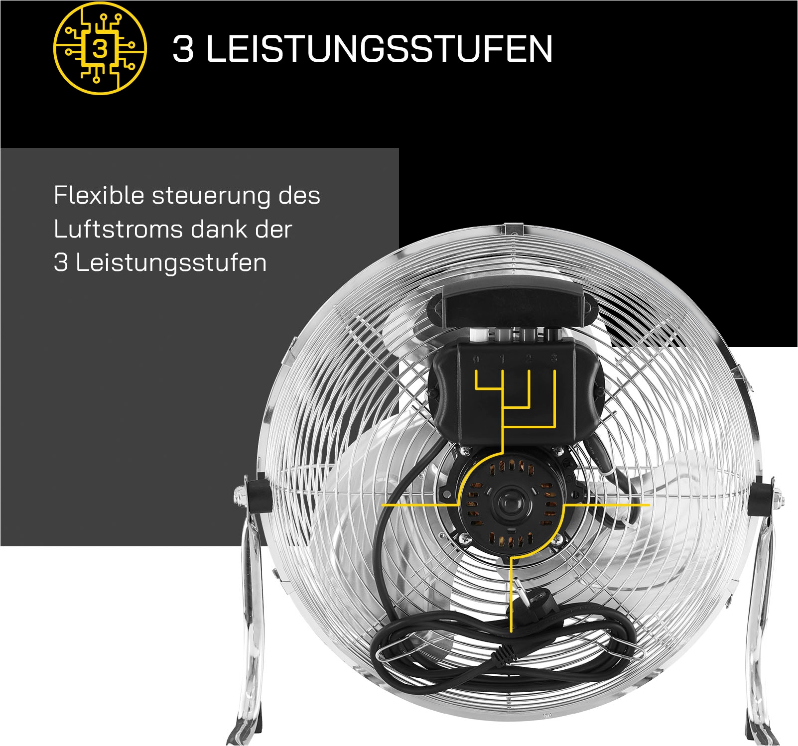 Gutfels Bodenventilator »VB 37058 ch«, Ø 35 cm, Vollmetall, 70 W Leistung, edelstahlfarben