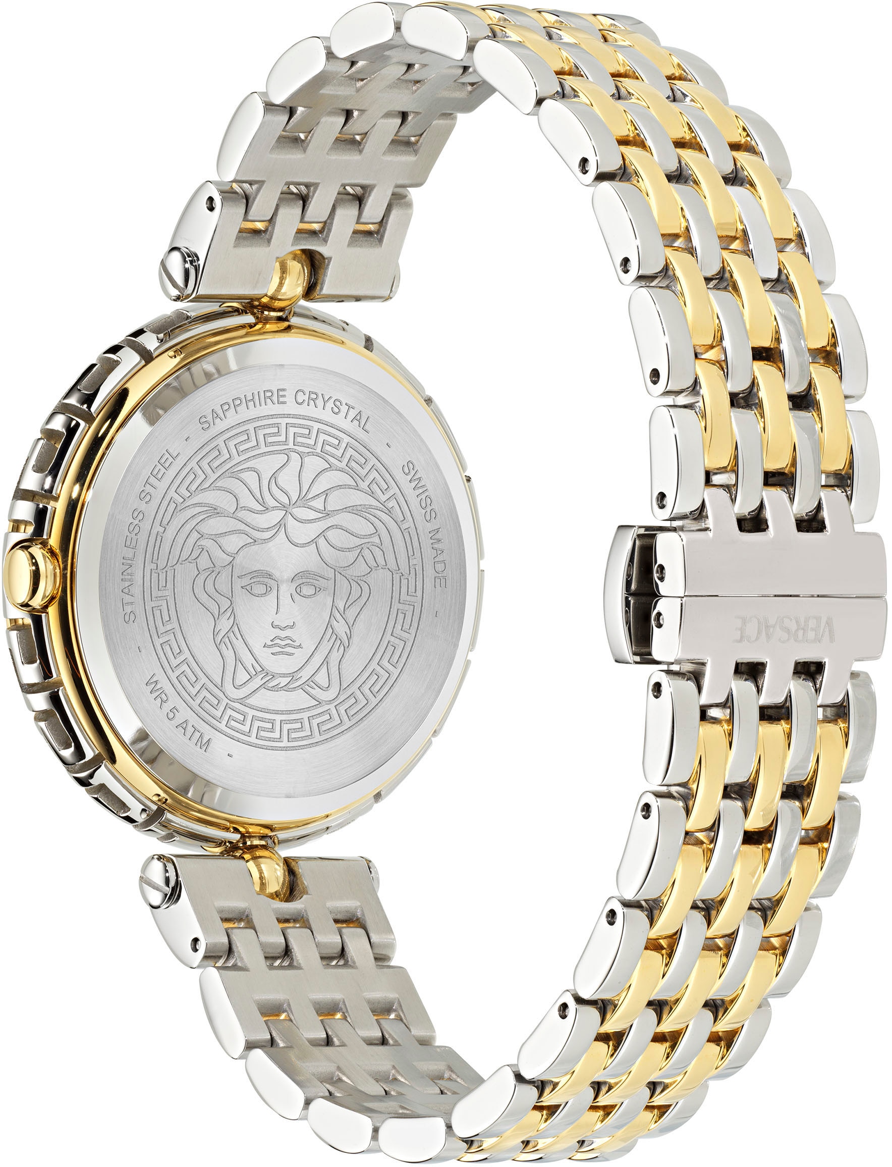 Versace Quarzuhr »MEDUSA HERITAGE« Armbanduhr, Damenuhr, Swiss Made, Saphirglas, Edelstahlarmband, analog