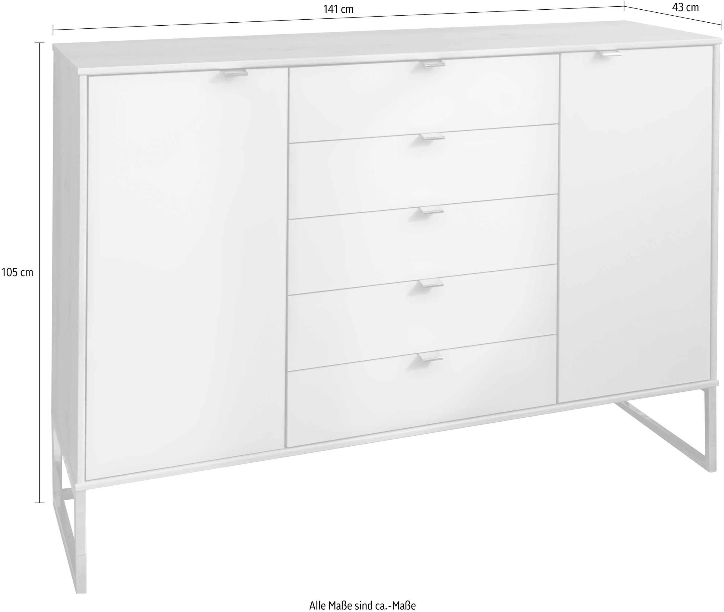 WIEMANN Kombikommode »Barcelona«, mit eleganten Glasfronten und Kufen