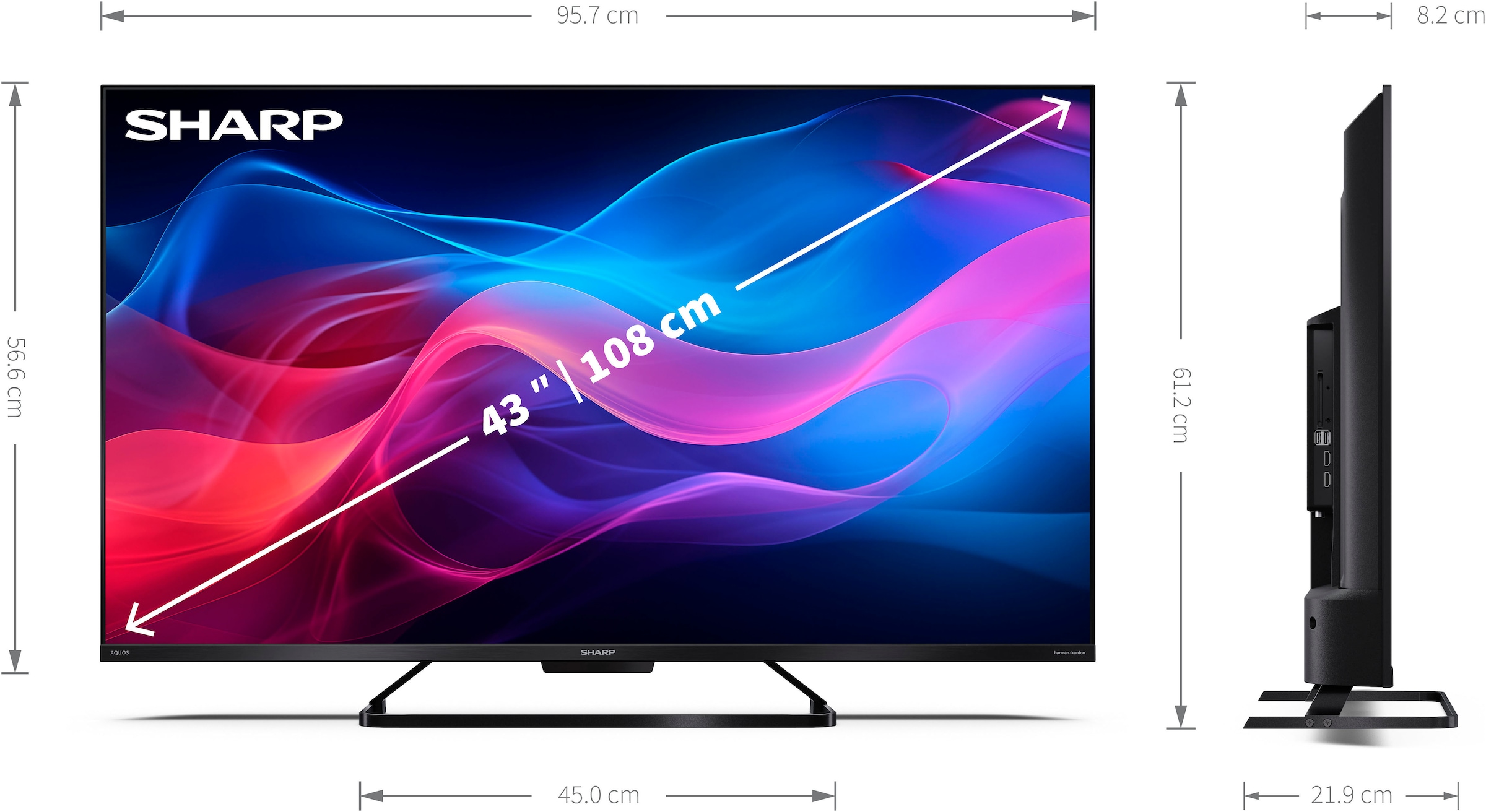 Sharp QLED-Fernseher »4T-C43GRx«, 4K Ultra HD, Smart-TV-Google TV