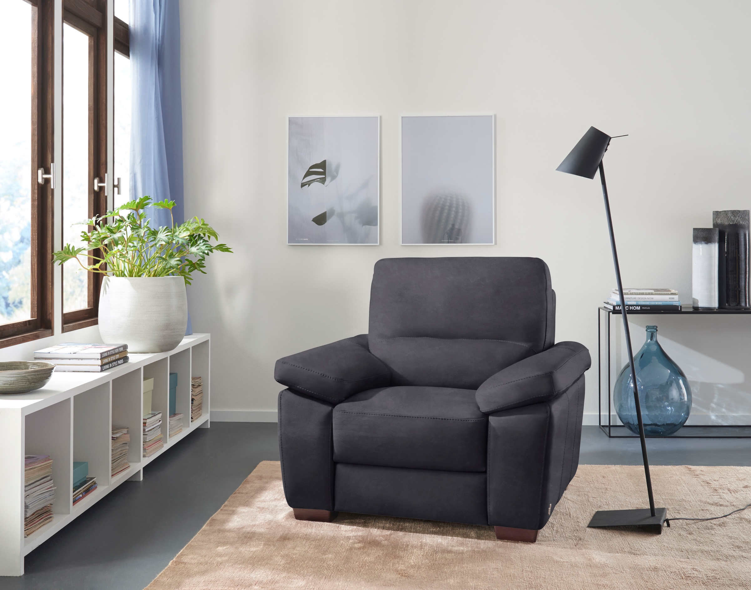 CALIA ITALIA Sessel "Gaia, in edlem Design und mit erstklassigem Sitzkomfort" aus pflegeleichtem Luxus-Microfaser Ginevra Hydro Care