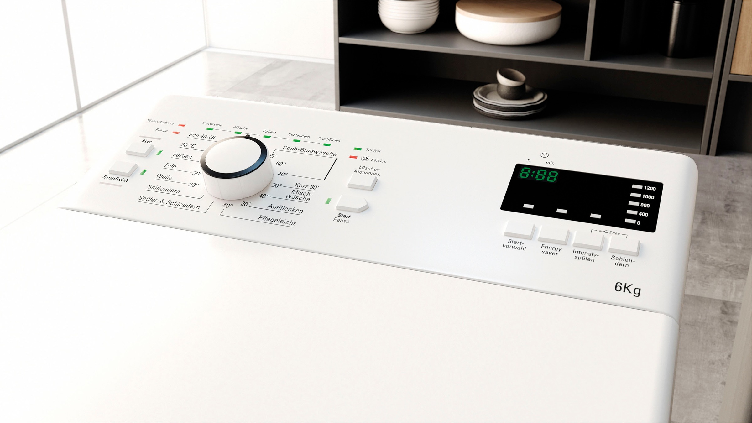 BAUKNECHT Waschmaschine Toplader »WAT Smart Eco 12C«, 6 kg, 1200 U/min, Kurz 30 min., Intensivspülen, Wolleprogramm, Startzeitvorwahl