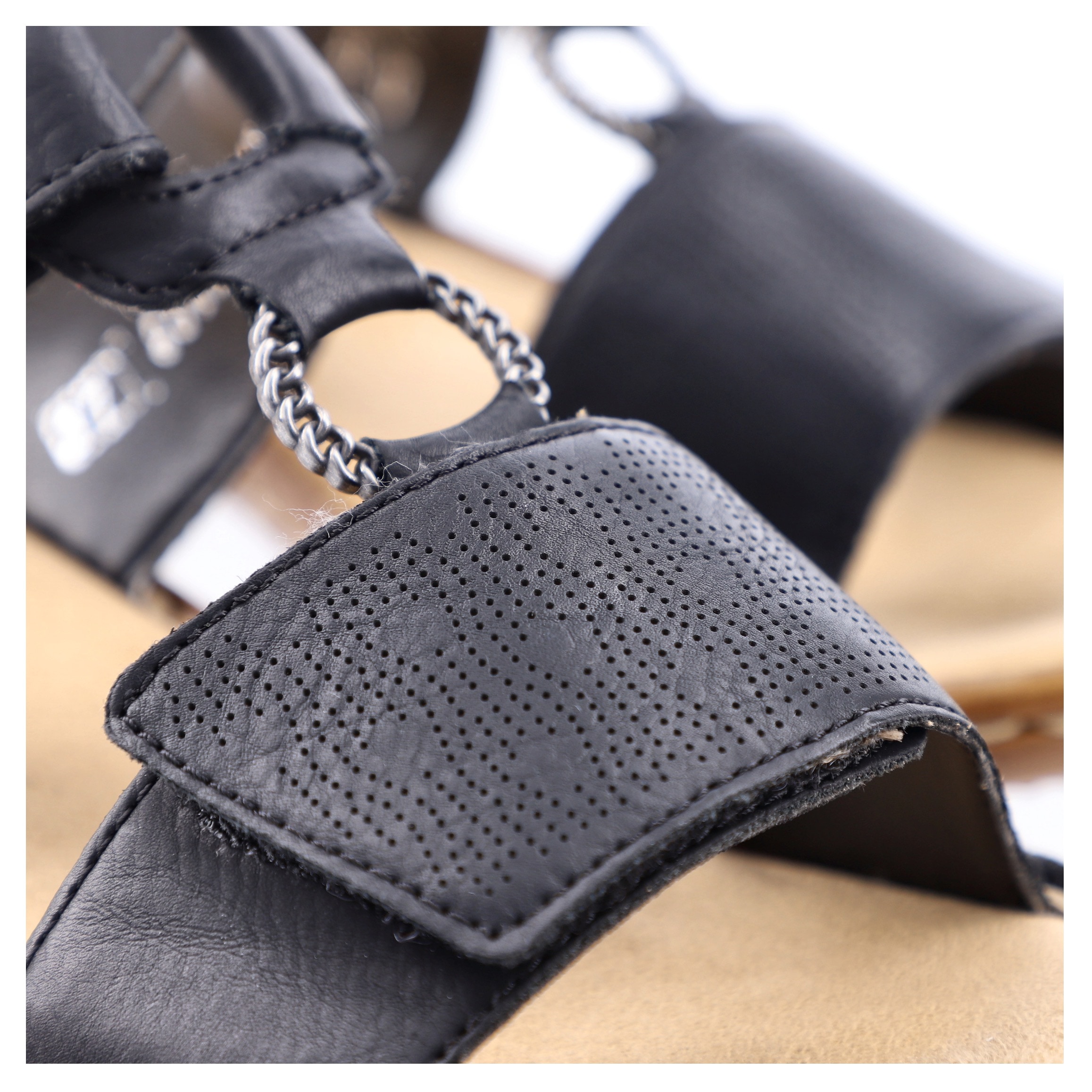 Rieker Pantolette, Keilabsatz, Sommerschuh, Schlappen mit Schmuckring