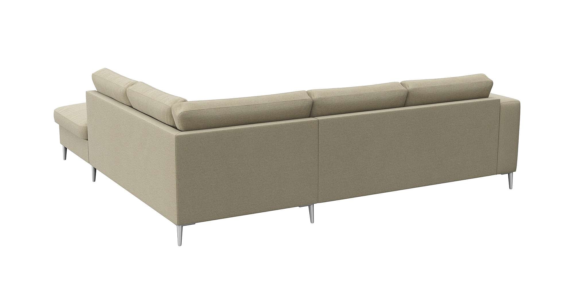 FLEXLUX Ecksofa »Fiore, L-Form«, breite Armlehnen, Füße alufarben, B/T 241/225 cm, Kaltschaum im Sitz