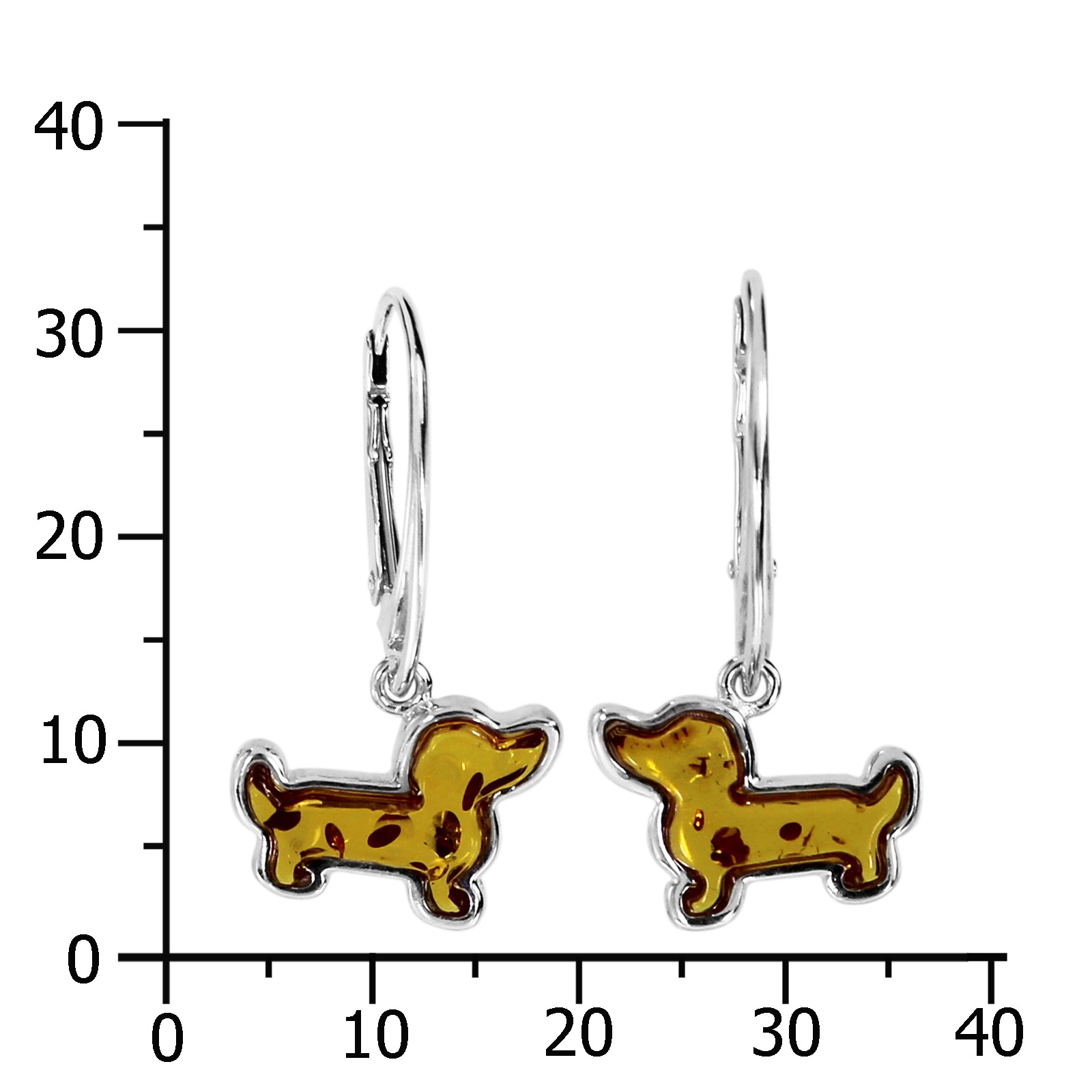 OSTSEE-SCHMUCK Paar Ohrhänger »- Dackel - Silber 925/000 - Bernstein«