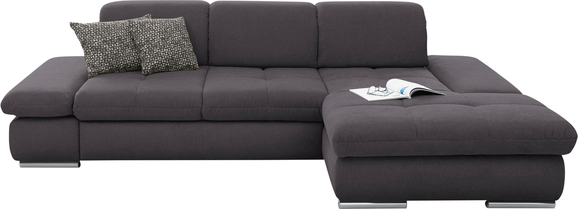 set one by Musterring Ecksofa »SO4100 V«, mit verstellbaren Kopfteilen, wahlweise mit Funktionen, Cord-Bezug