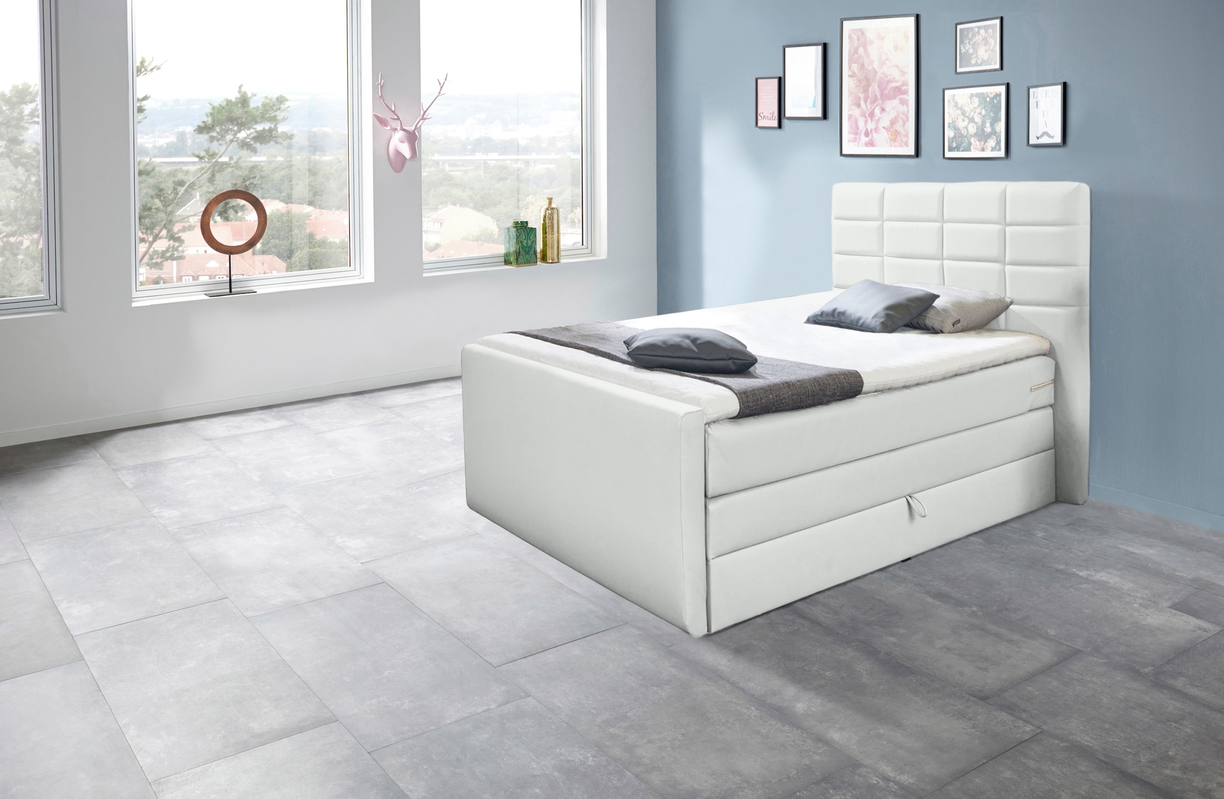 INOSIGN Boxspringbett »Lethbridge«, inkl. Bettkasten und Topper, zwei Matratzenarten in H2