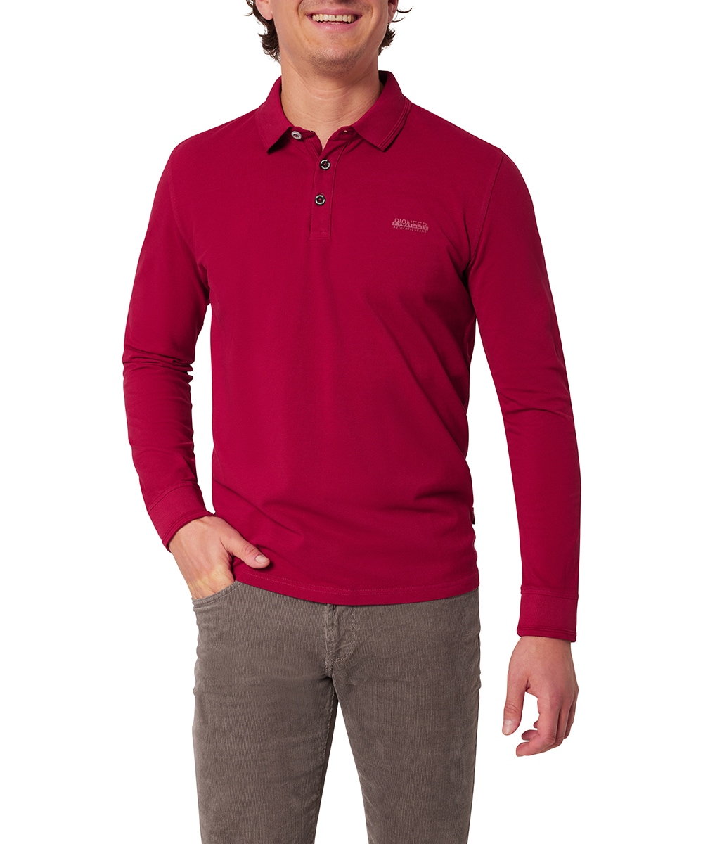 Pioneer Authentic Jeans Langarm-Poloshirt, mit Kragen und Knopfleiste