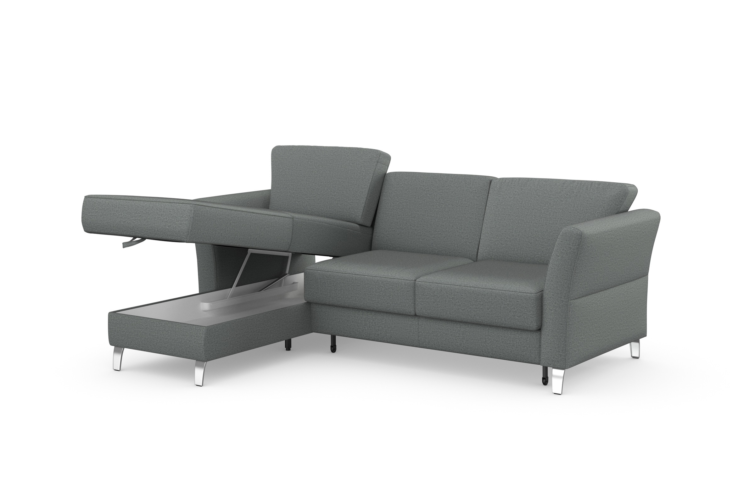 sit&more Ecksofa »Visby L-Form«, wahlweise mit Bettfunktion und Bettkasten, frei im Raum stellbar