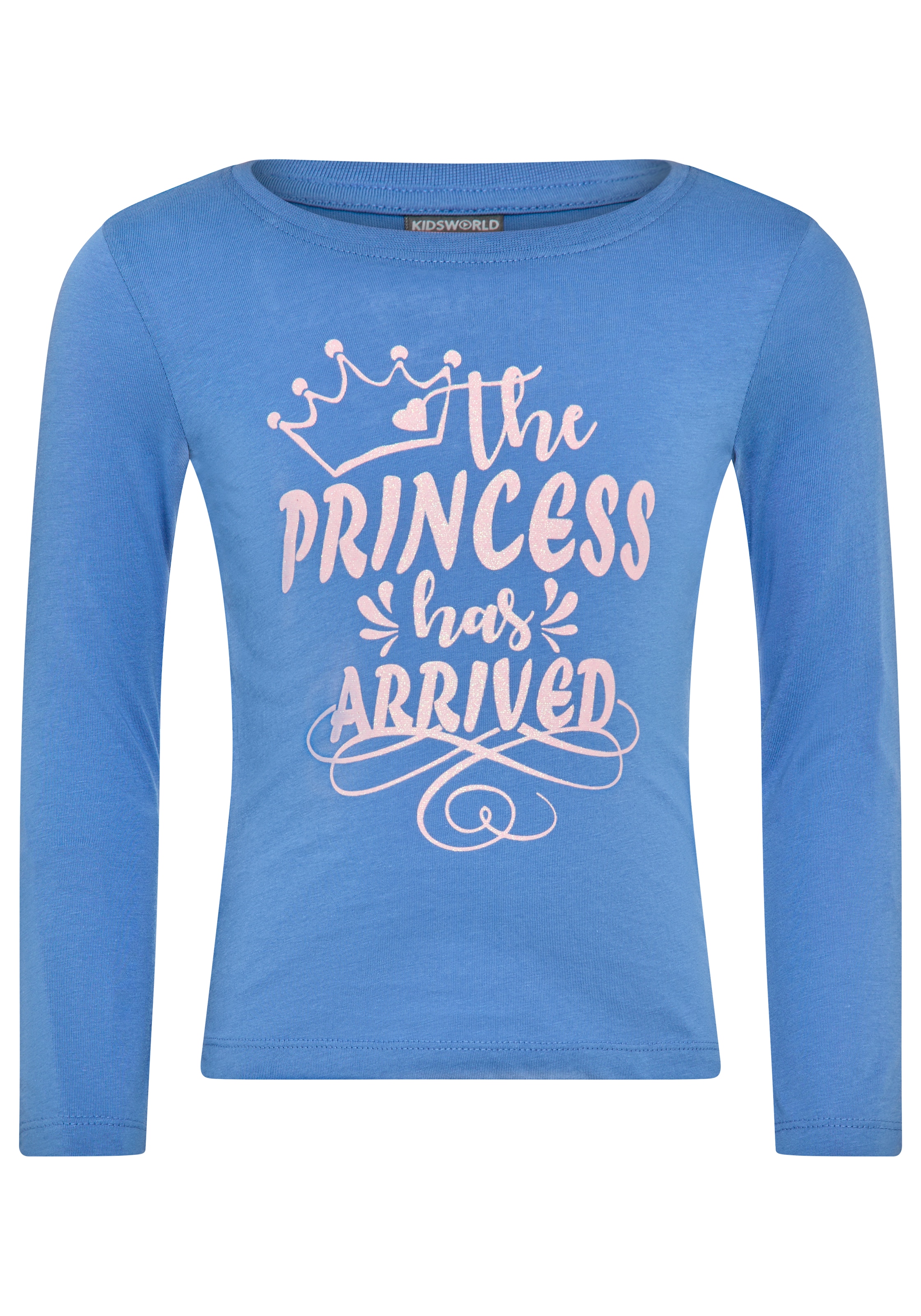 KIDSWORLD Langarmshirt »mit Glitzerprint: PRINCESS HAS ARRIVED« Sprücheshirt, Glitzershirt für kleine Prinzessinnen
