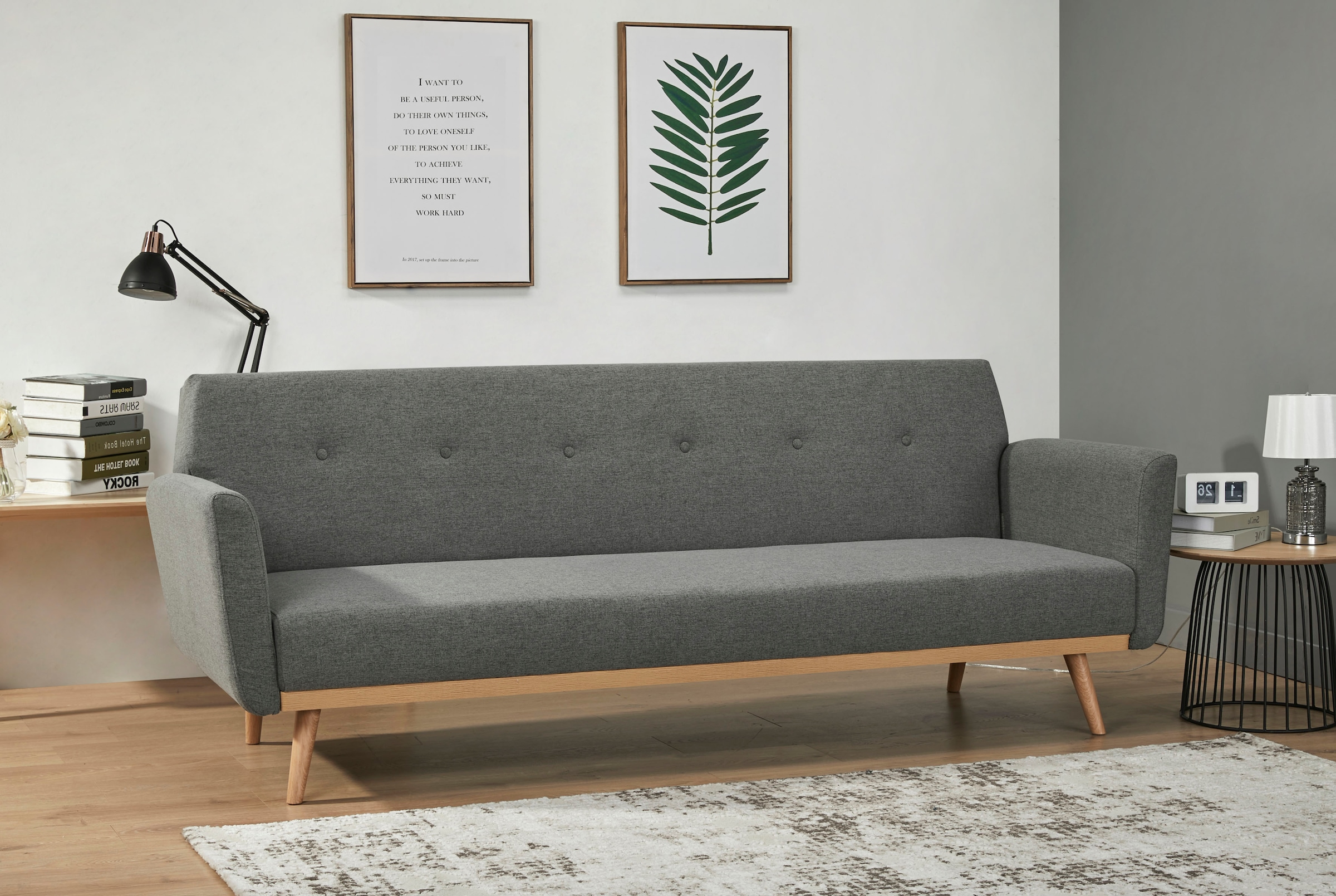 SalesFever Schlafsofa, Knopfheftung an der Rückenfläche