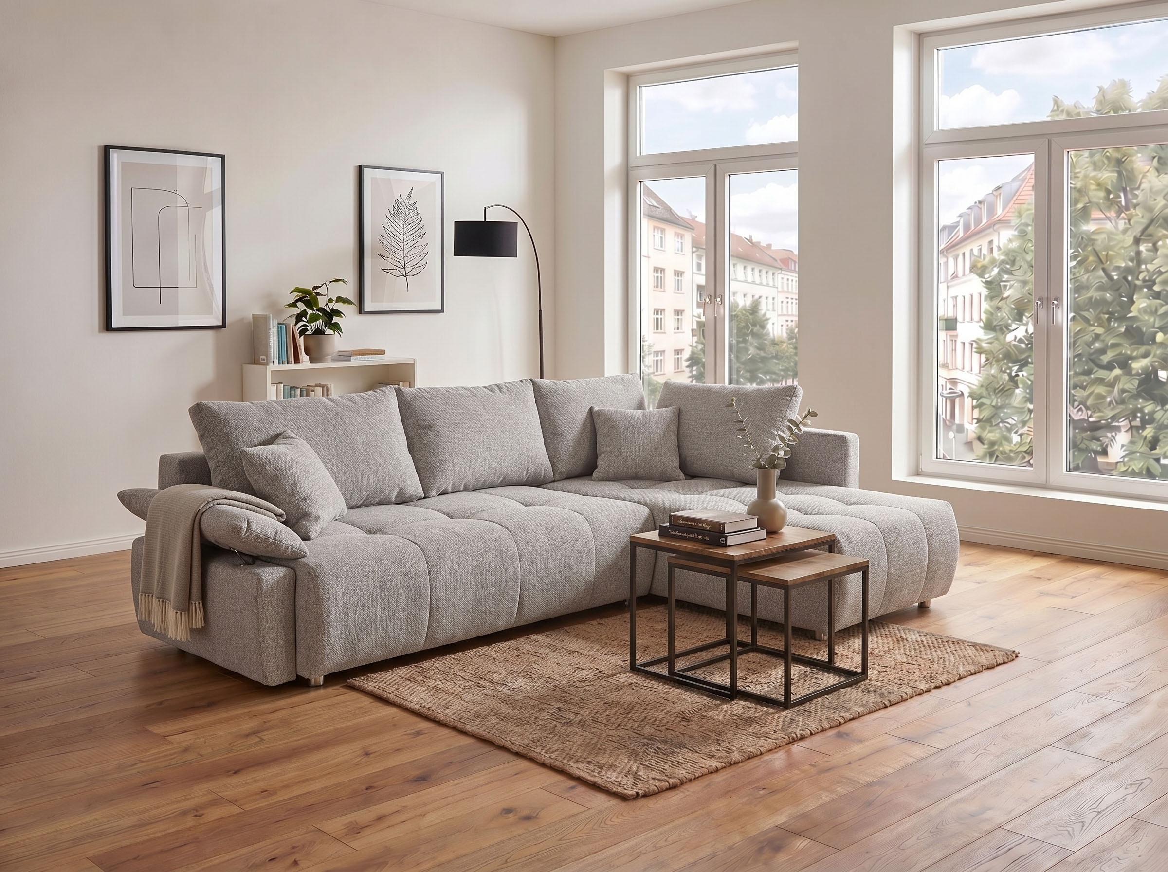 COLLECTION AB Ecksofa »Funtastic L-Form, B: 213 cm, Schlaffunktion, Bettkasten, auch in Cord« Armteilverstellung, Bonnellfederkern, frei stellbar