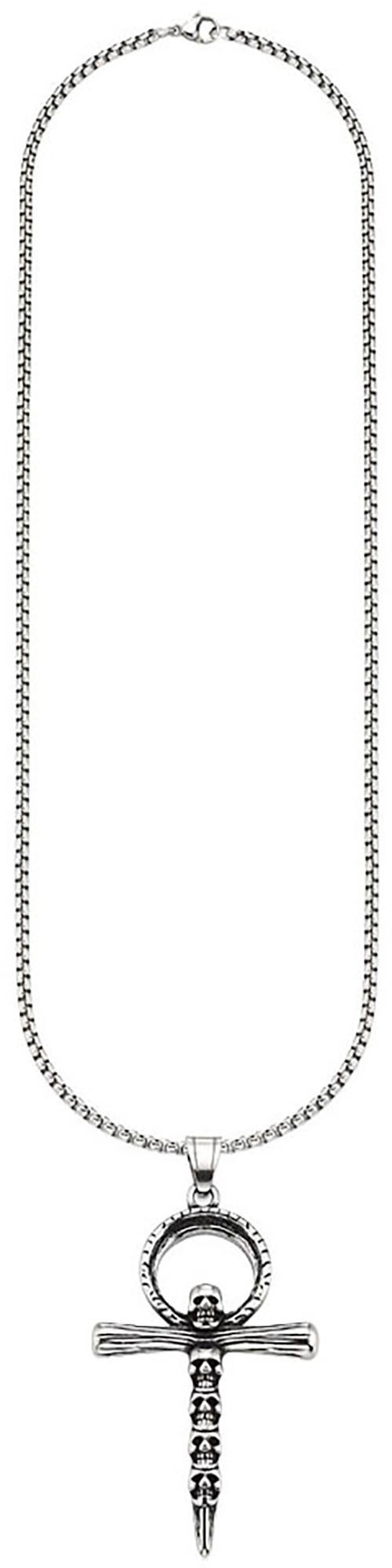 Bruno Banani Kette mit Anhänger »Schmuck Geschenk Halsschmuck Anhänger Kreuz mit Totenköpfe-Design«