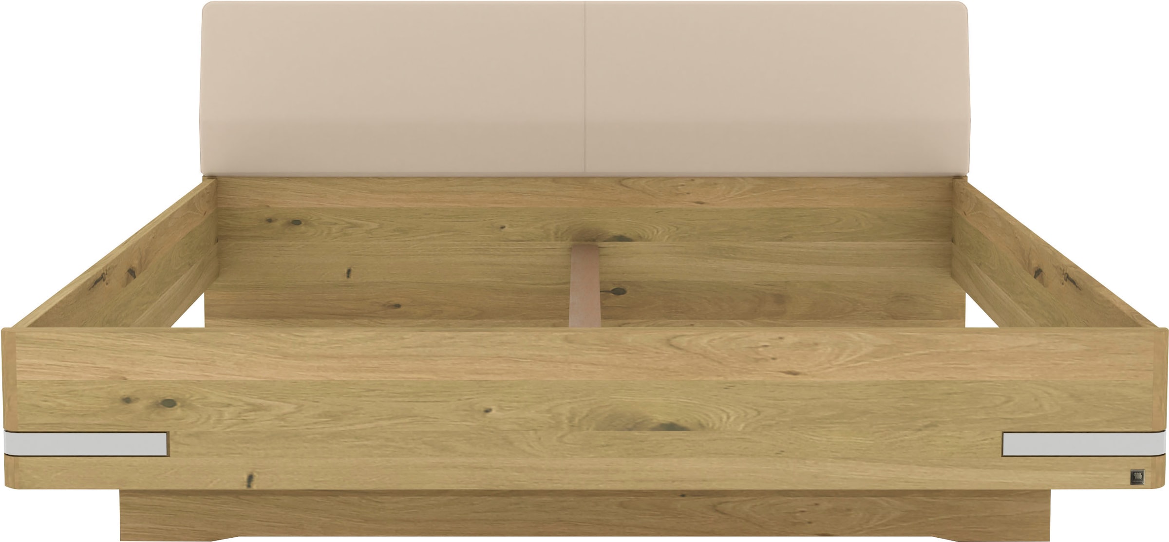 Musterring Holzbett »Savona«, (Belastbarkeit 220 Kg, 4-fache Liegehöhenverstellung, MADE IN GERMANY), Kopfteil Kunstleder Champagner, Details in Chrom, verschiedene Größen