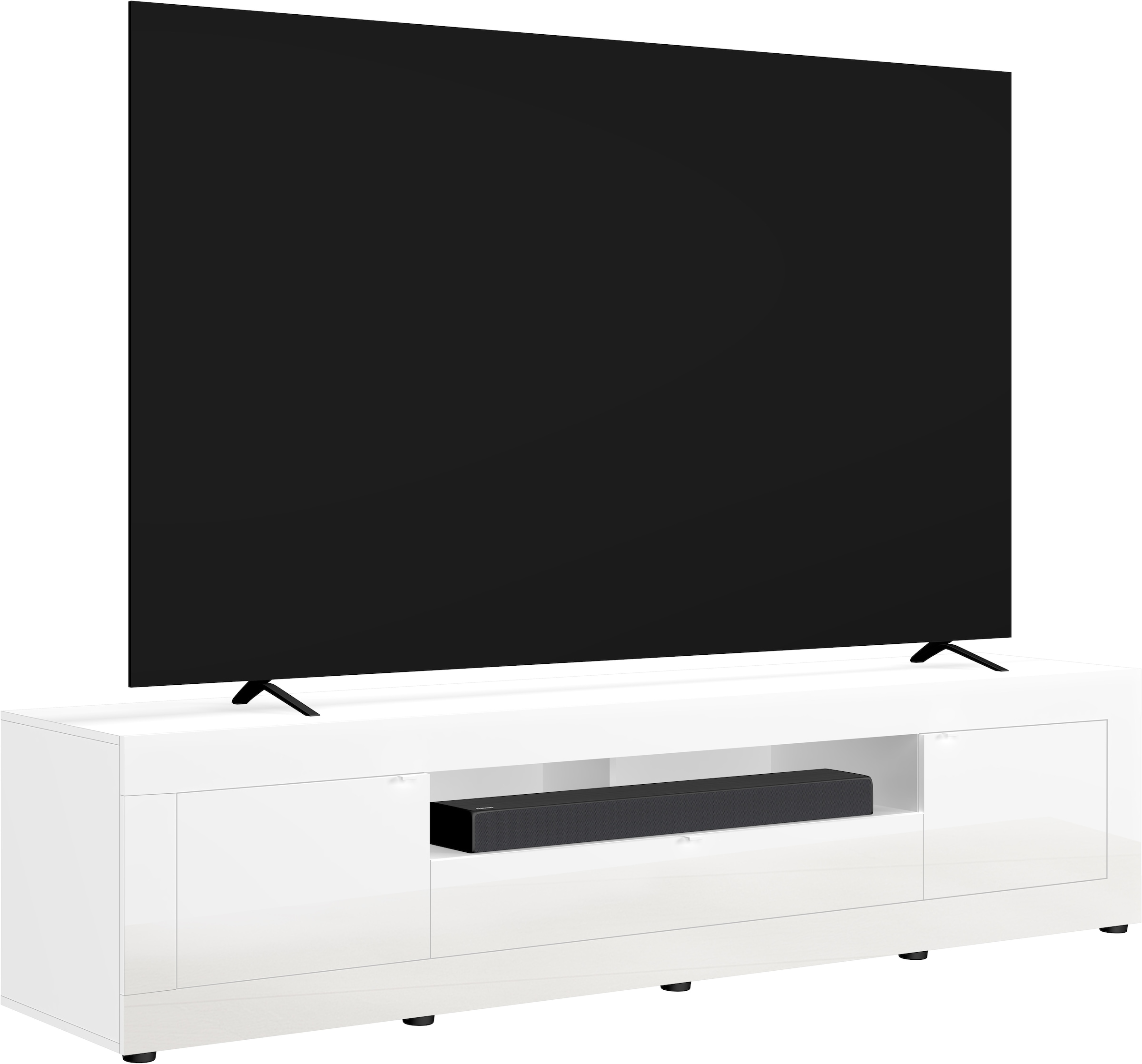 Home affaire Lowboard »Basic, 245 cm breit, 47 cm tief, 2 Türen, 1 Schubkasten, Medienboard« Modernes Lowboard für bis zu 98-Zoll-TV – perfekt für die WM
