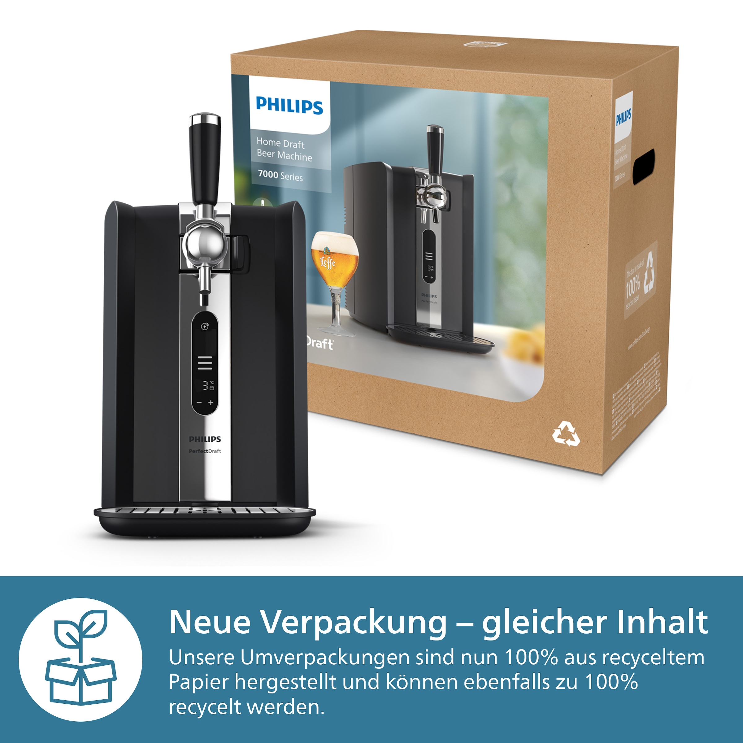 Philips Bierzapfanlage »Perfect Draft 7000 Series HD3770/90«, mit Temperatureinstellungen von 0-12°C und LED-Display; Schwarz