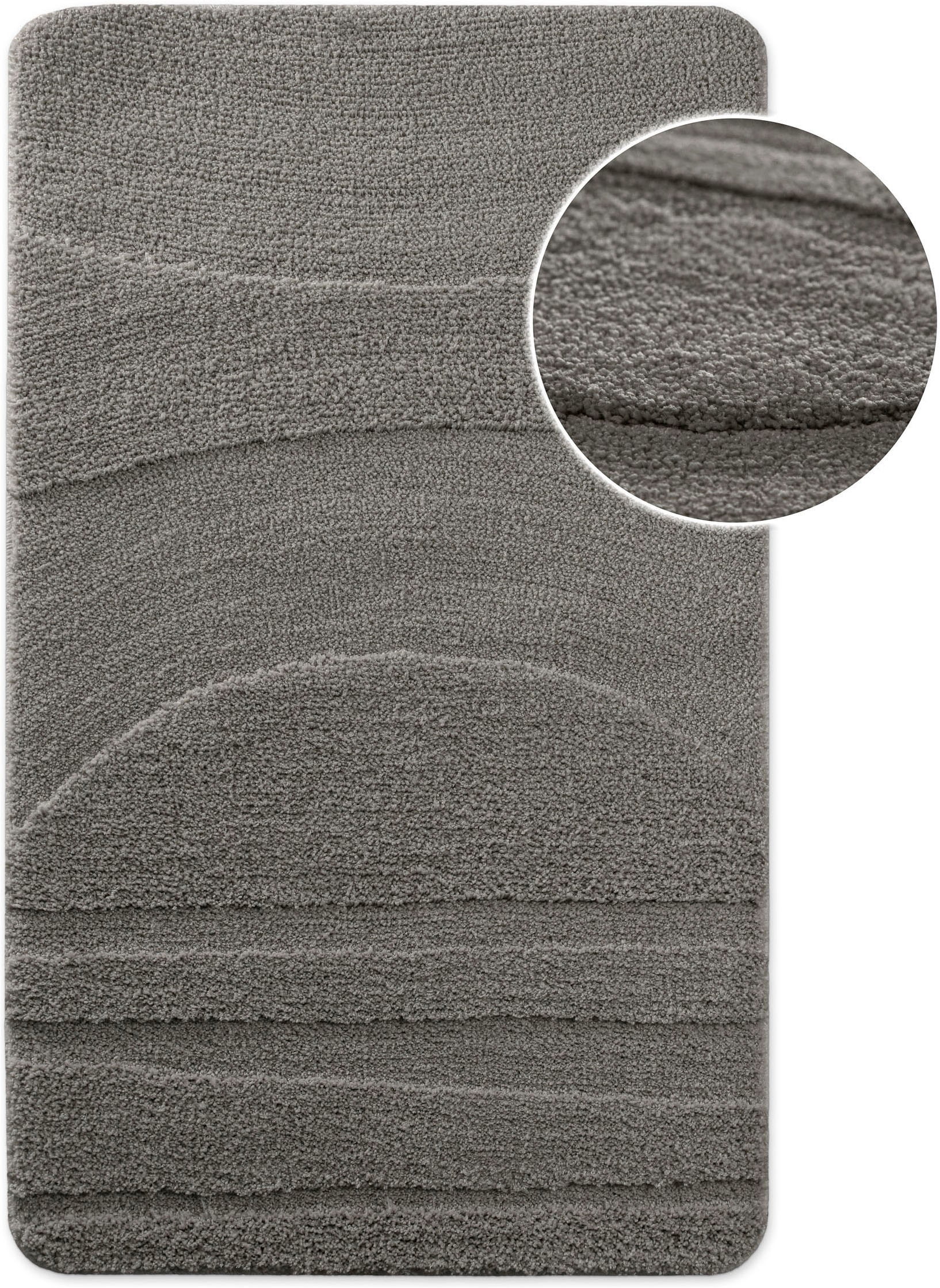 Wecon home Badematte »Marc« Höhe 25 mm rutschhemmend beschichtet schnell trocknend Badteppich, Hoch-Tief-Linien, weich, rutschhemmend, waschbar, getuftet